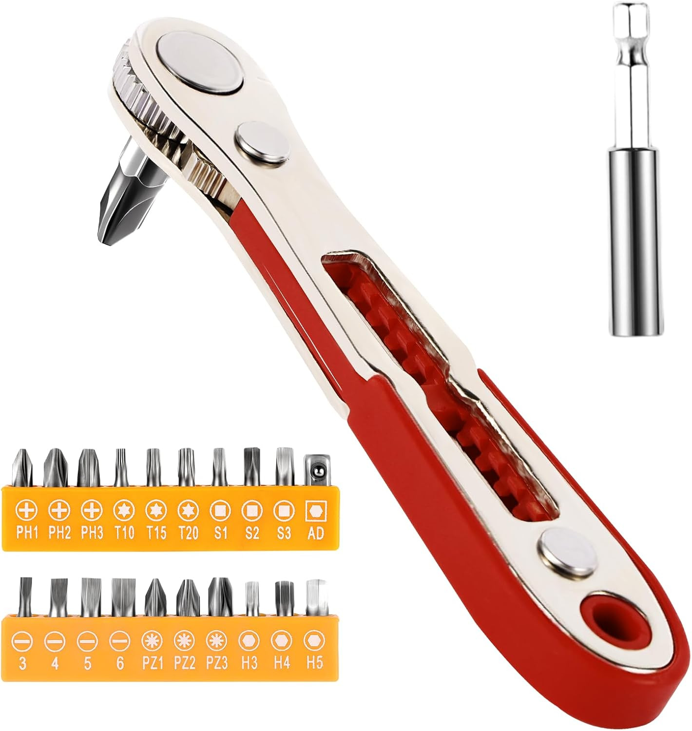 22-in-1 Magnetic Ratchet Screwdriver Set Mini Offset Wrench 20 Bits Tool Kit