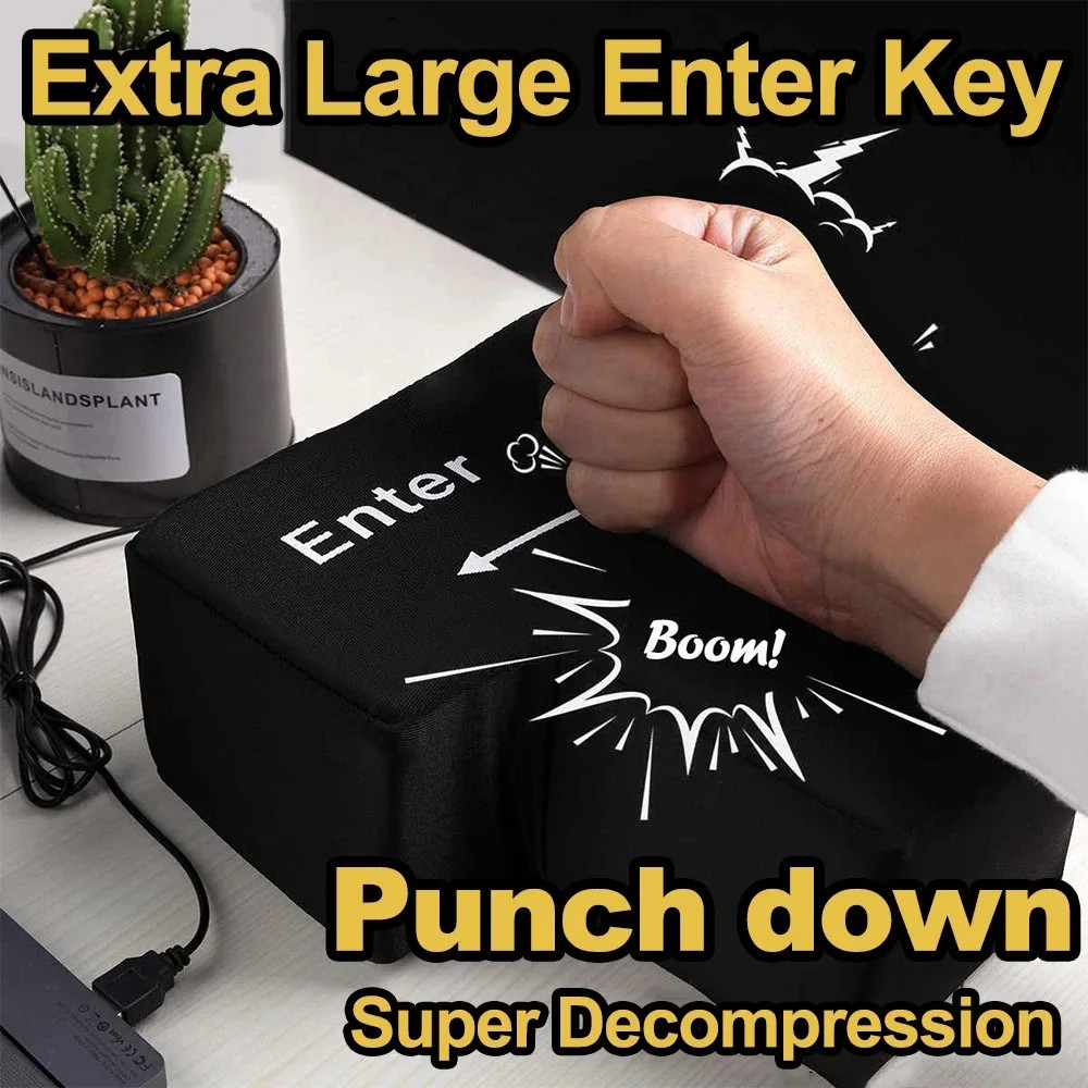 Big USB Enter Key Mouse Anti-Stress Decompression Button for PC
