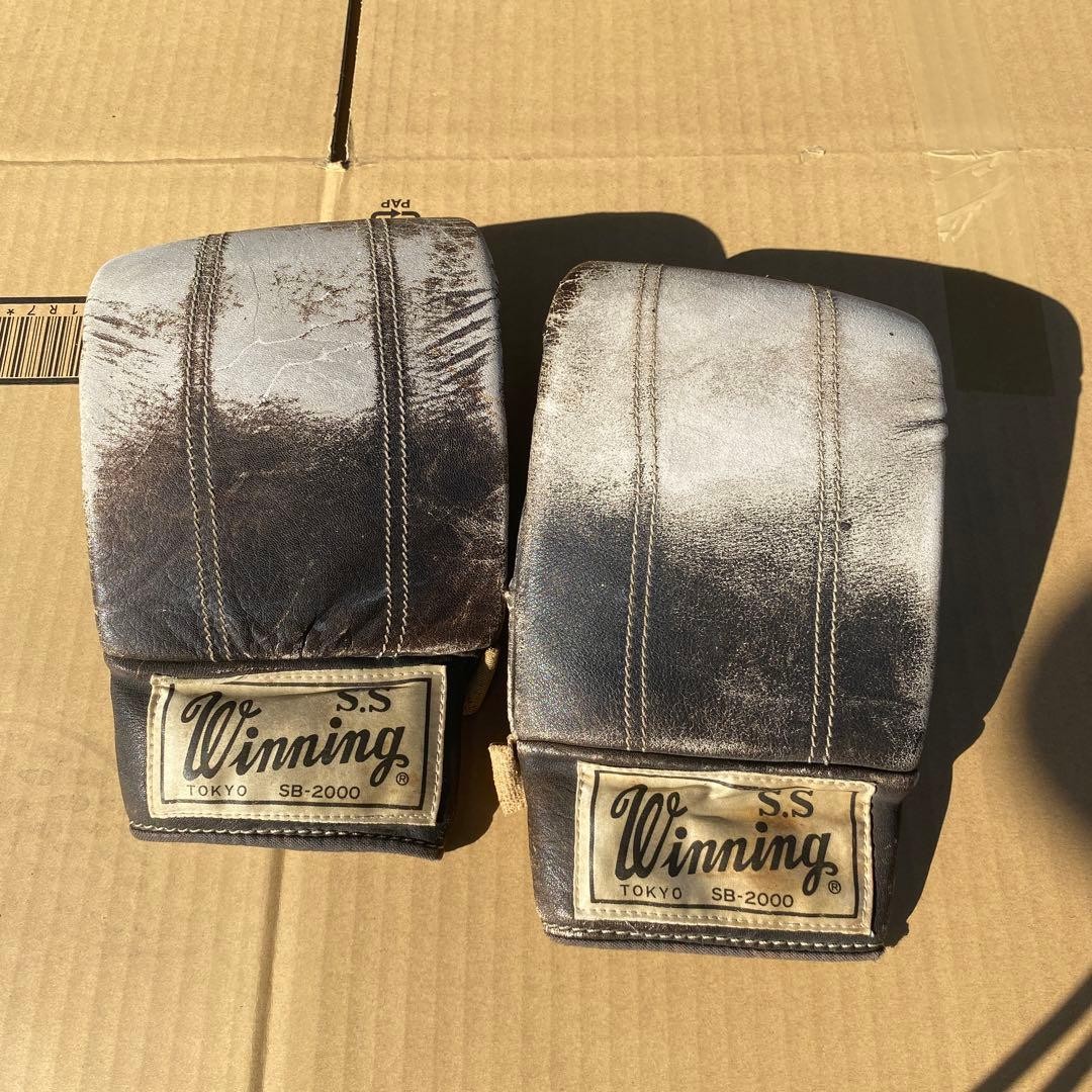 Winning Boxing Bag Punching Gloves SB-2000 Black Old Logo Authentic JAPAN Used