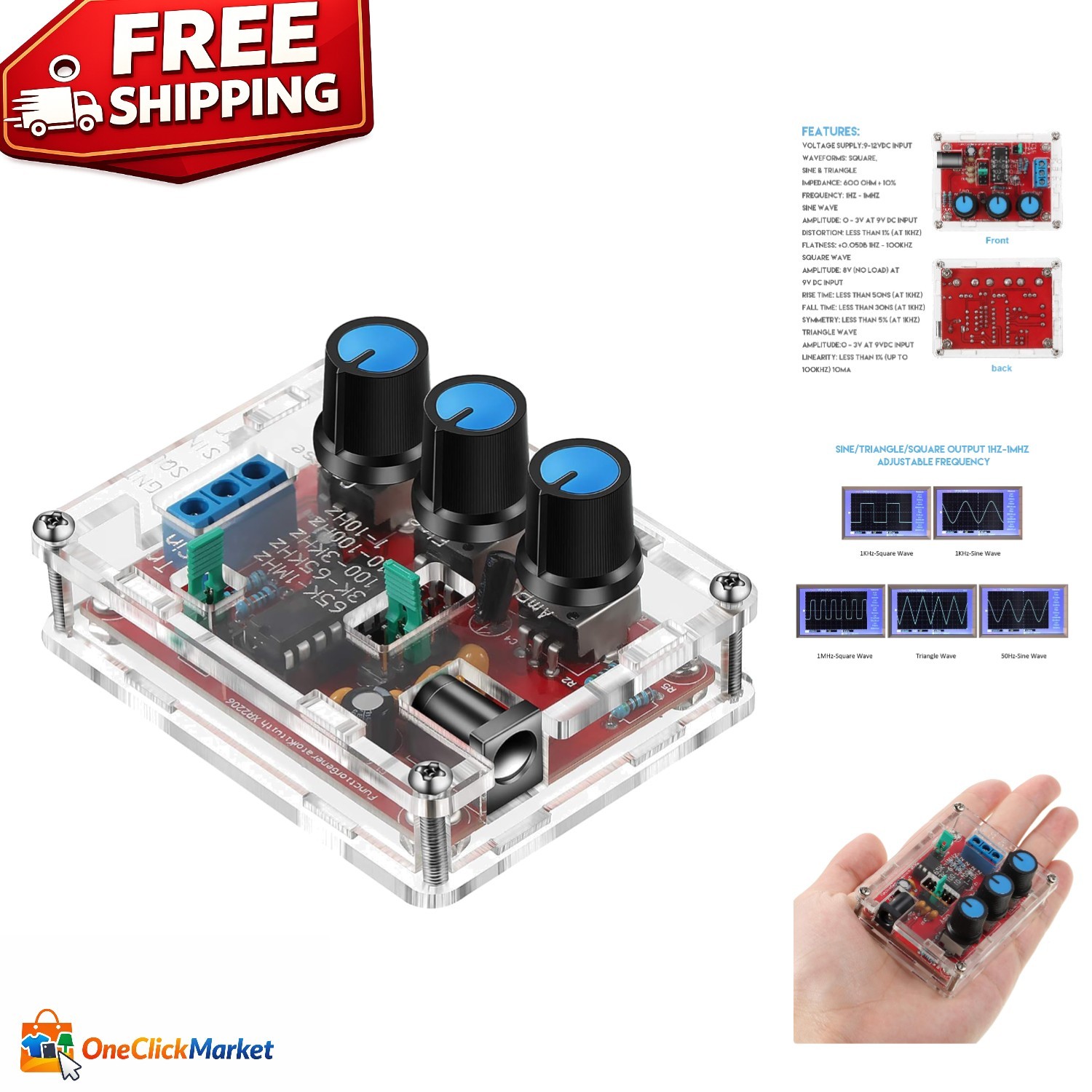 Versatile XR2206 Function Generator - Compact Kit with Adjustable Signal Output