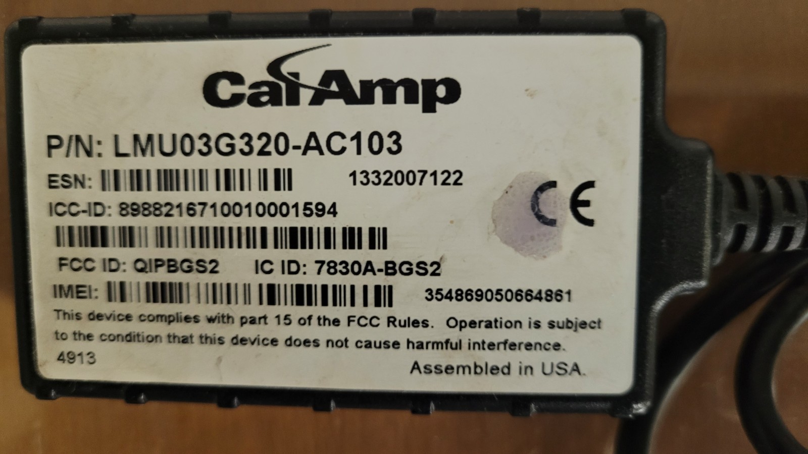 Cal-Amp LMU3000 Series GPS Tracking Unit