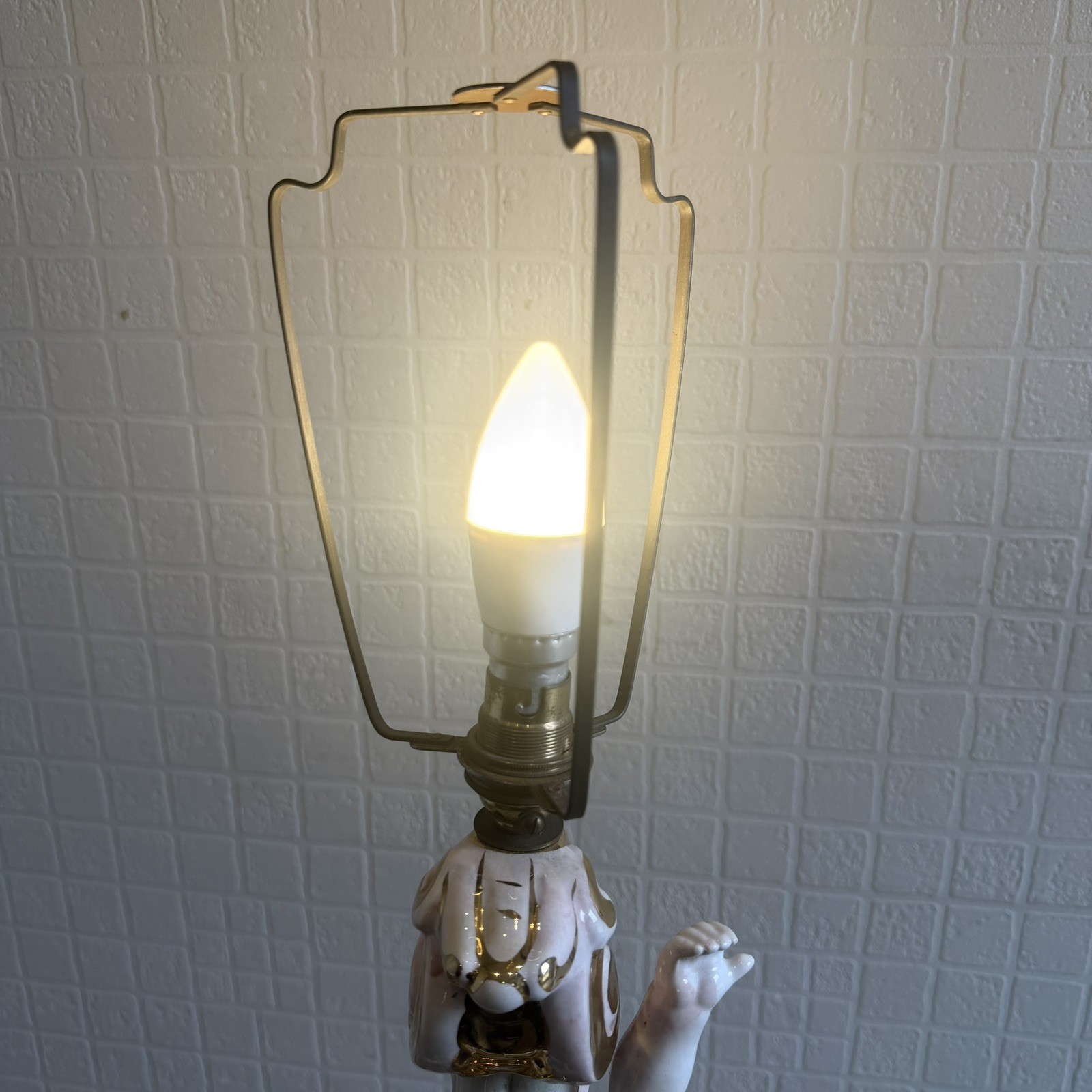 Large Capodimonte Cherub Table Lamp Italian Porcelain Figurine Decorative