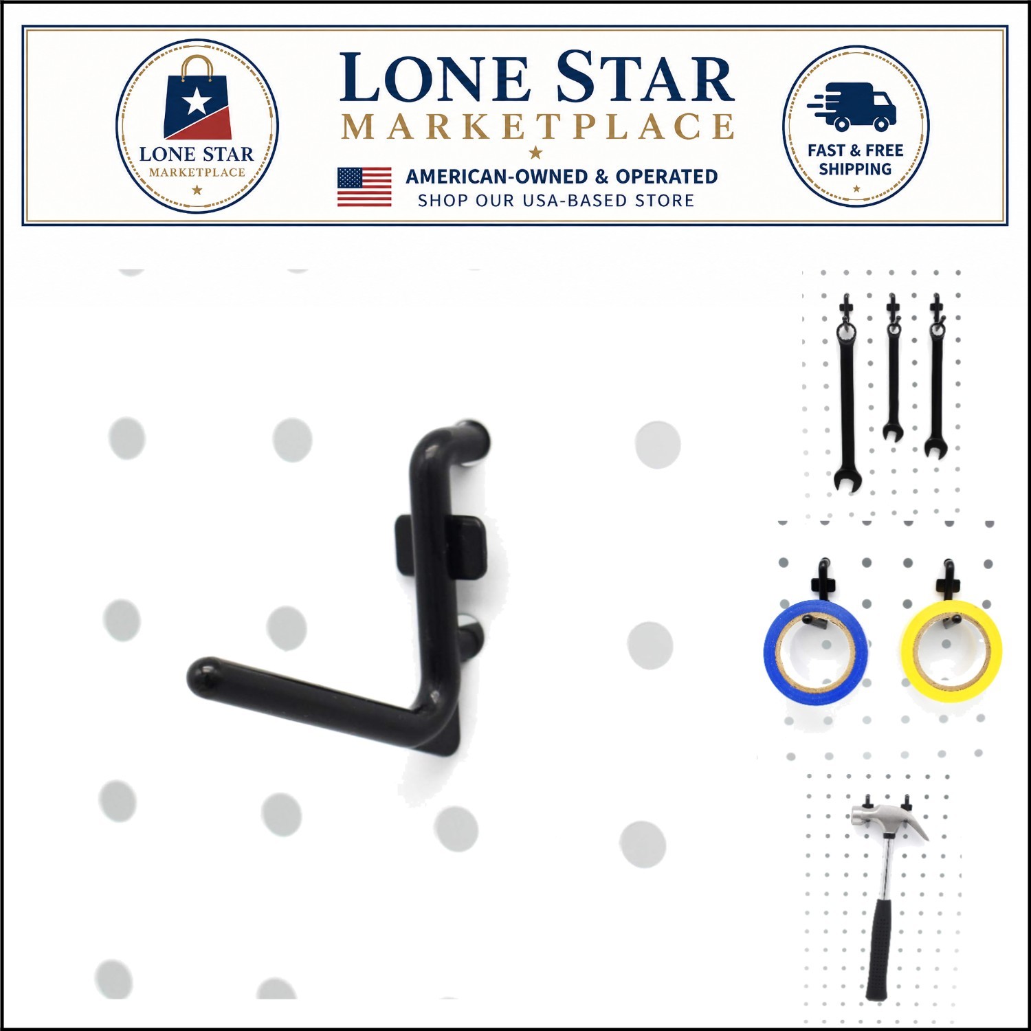 100 PK L Style Pegboard Hooks - 1.5 Inch Rust-Resistant Tool Organizers in Black