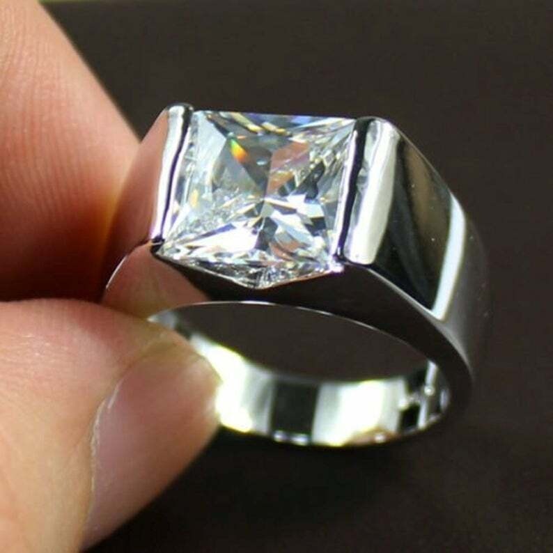 3.20 Ct Princess Cut Diamond Lab-Created Engagement Ring 925 Sterling Silver