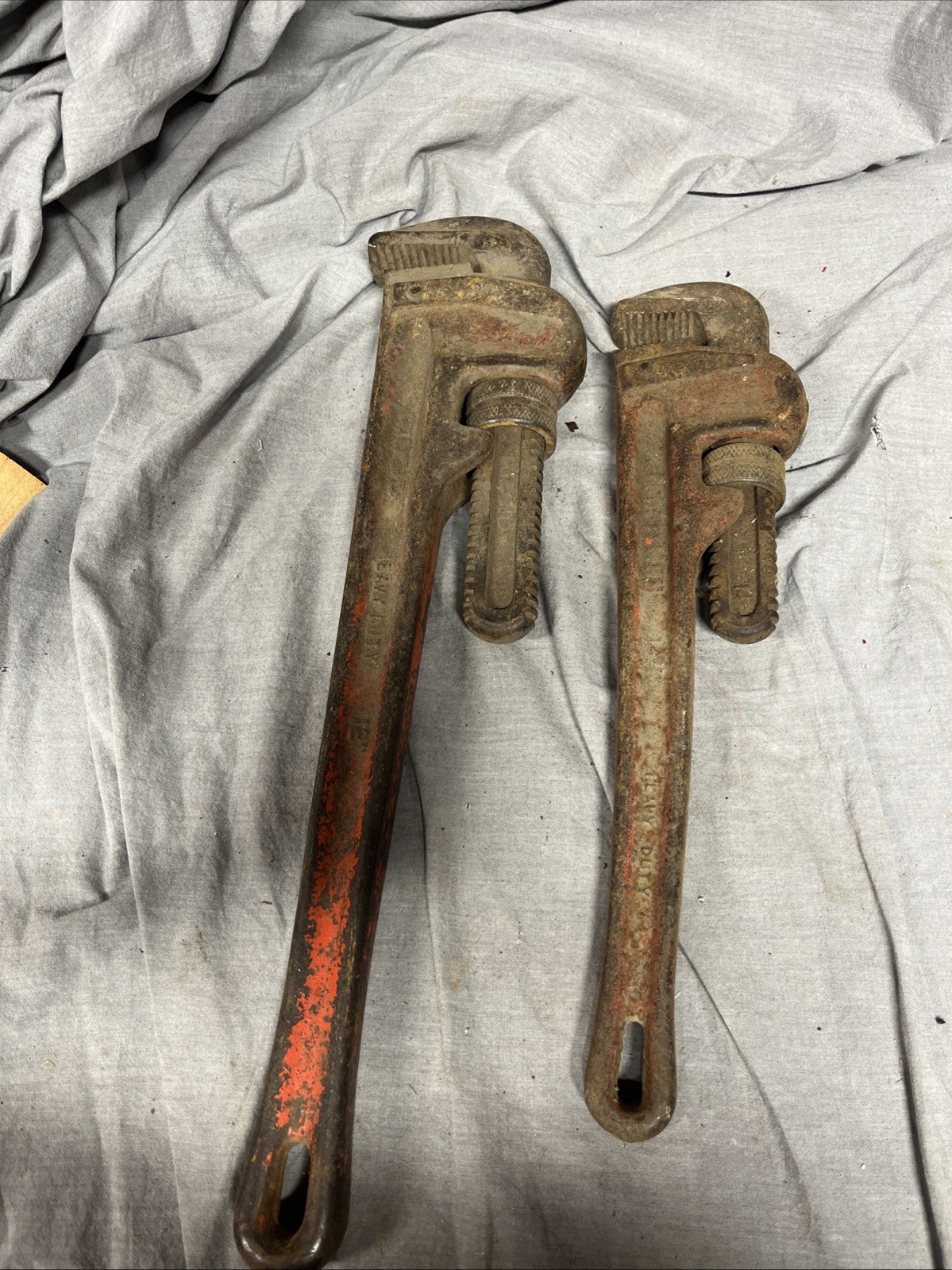 Lot of 2 Heavy Duty Adjustable Pipe Wrenches 12” & 15”