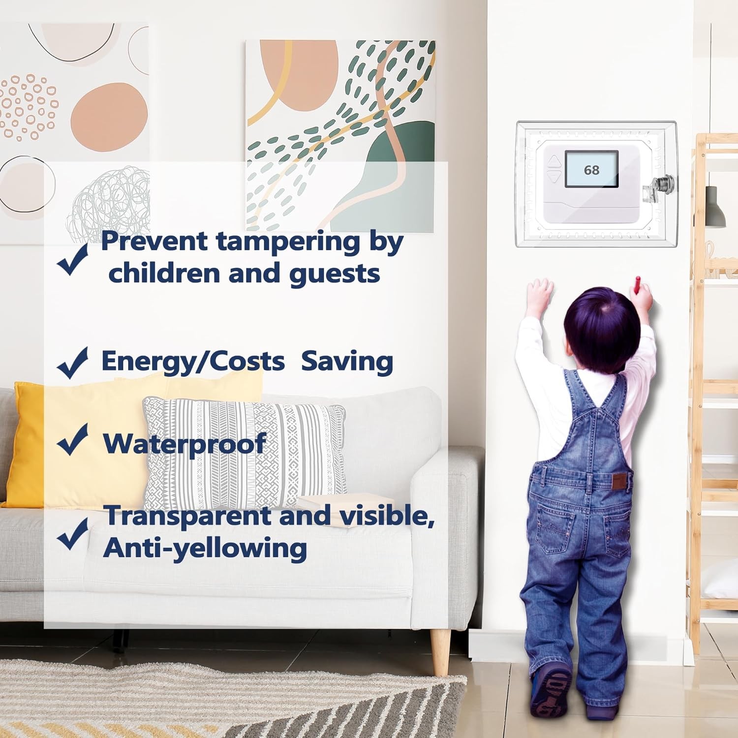 Large Thermostat Lock Box Cover with Key, Clear Lock...
