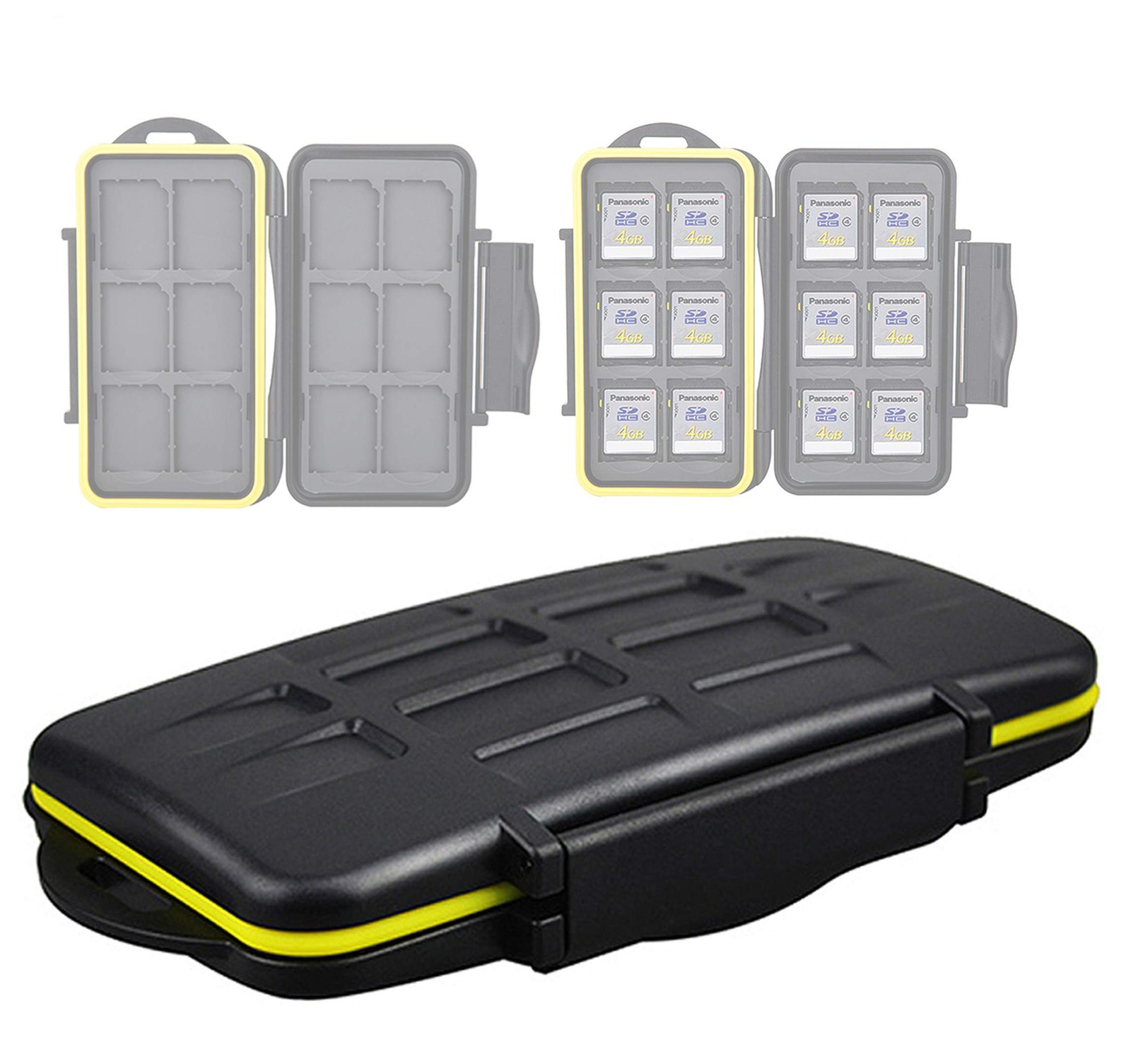 JJC MC-SD12 Water-Resistant Holder Storage Memory Card Case for 12 SD Black