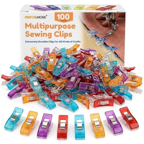 Magik Clips, 100-Pack Multicolored Sewing Clips for Quilting & Crafts Ideal