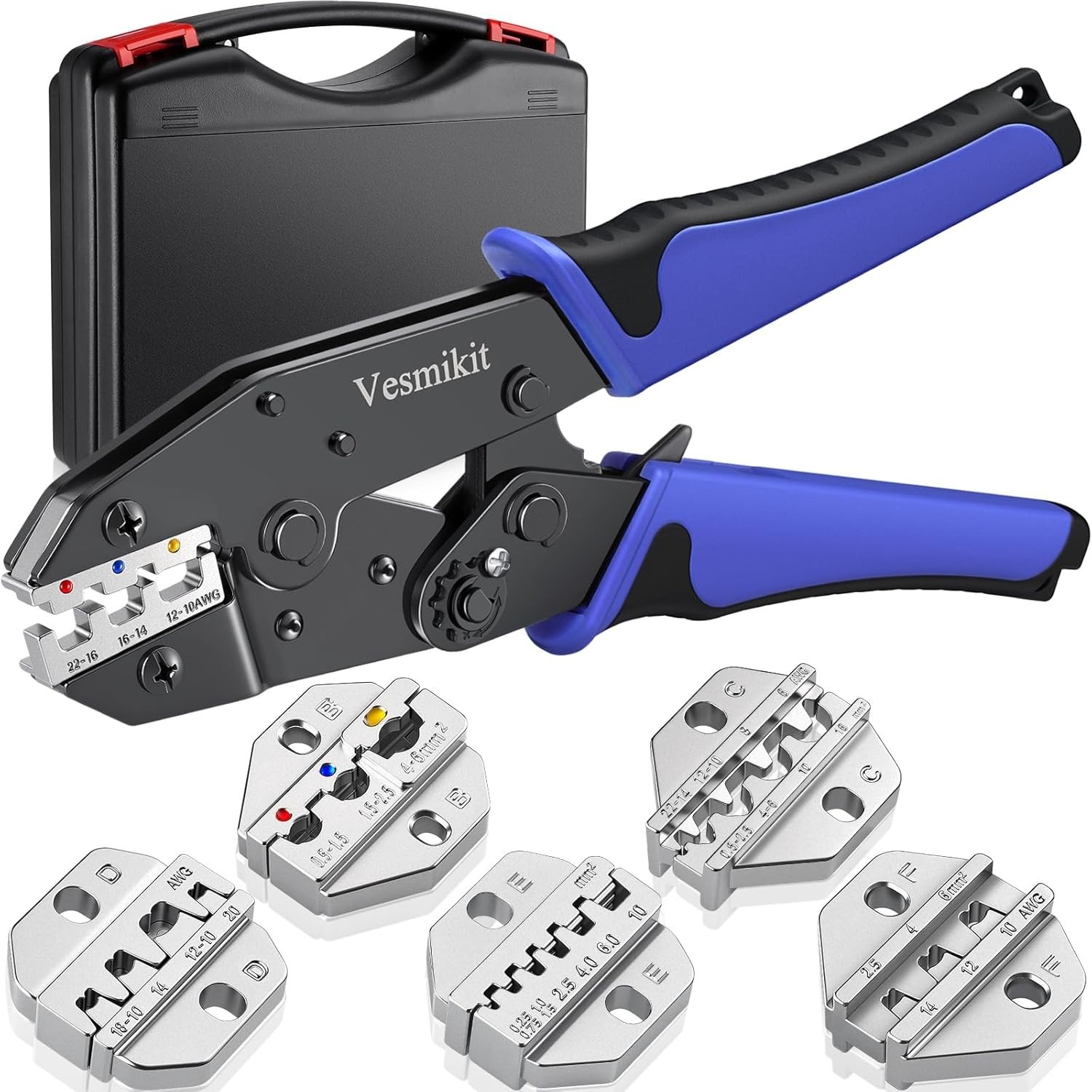 Crimping Tool Set Ratcheting Wire Crimper Heat Shrink Open Barrel Terminals Sol