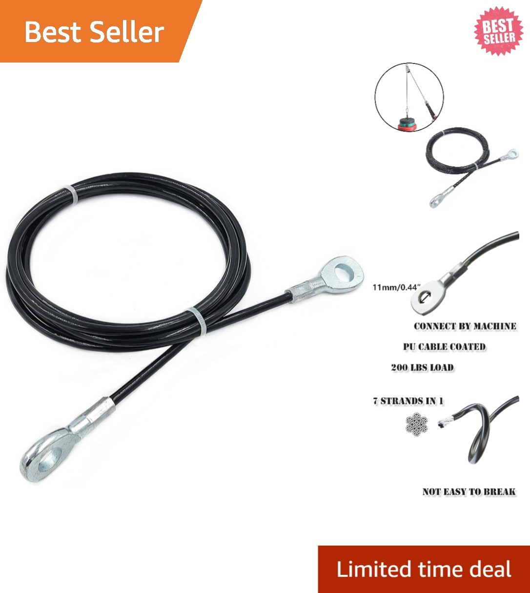 5mm Fitness Pulley Cable - Non-Slip, 300LBS Load Capacity, Easy Install