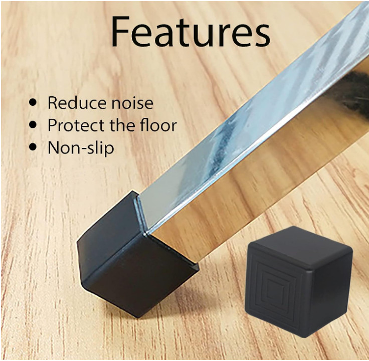 12Pcs 1X1 (25Mmx25Mm) Square Rubber Chair Leg Tips Caps, Chair Table Leg Cover