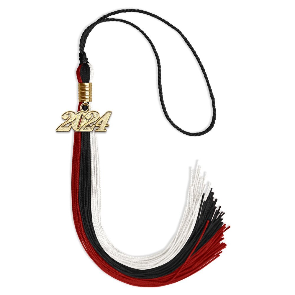 Endea Graduation Black/Red/White Tassel With Gold Date Drop
