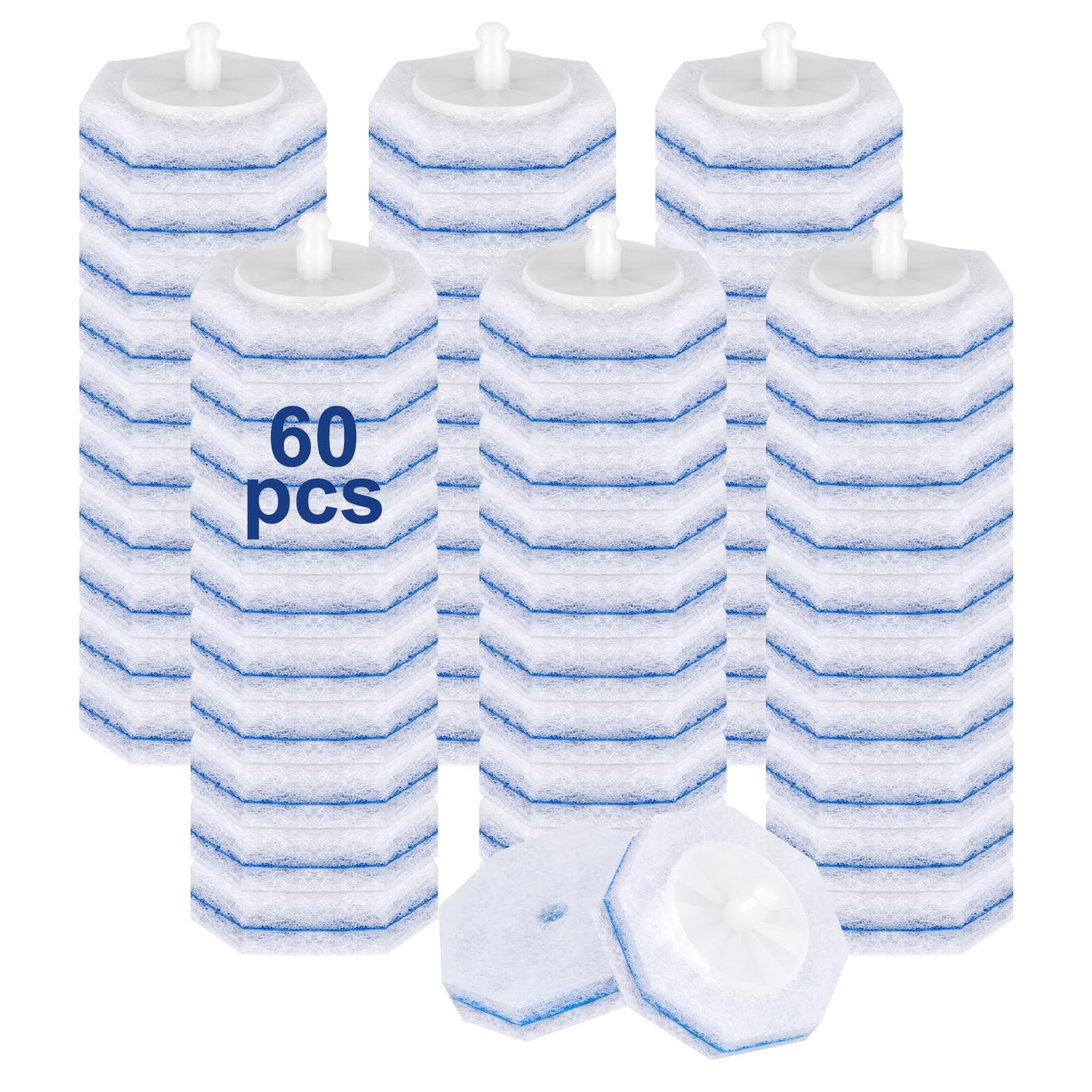60pcs Toilet Cleaner Refill Pads for Clorox Wand, Upgrade 3-Layer Toilet Scru...