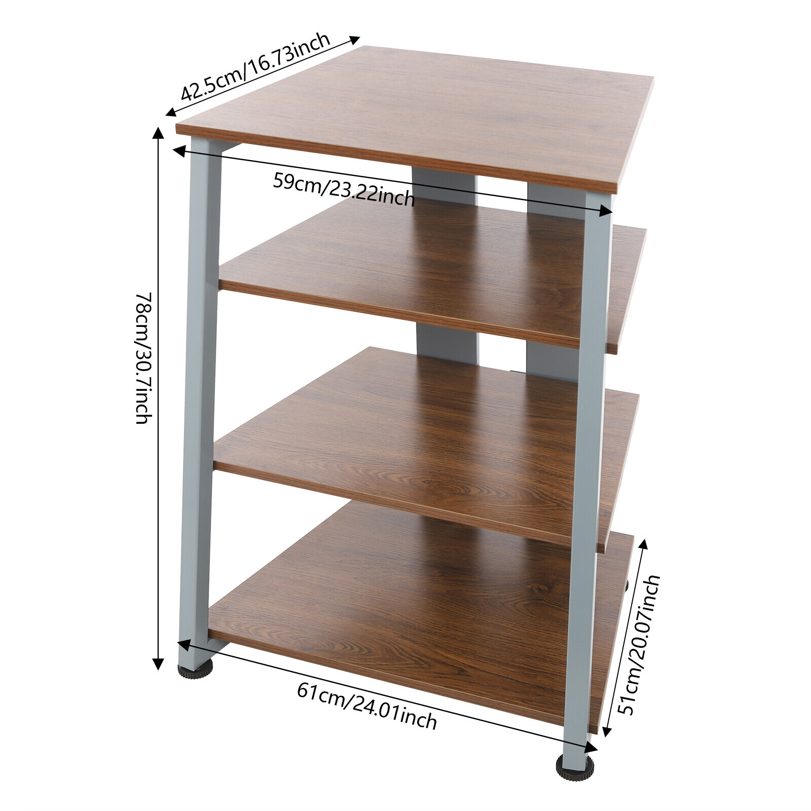 4-Tiers AV Media Stand Stereo Stand with Storage Shelves 78cm AV Media Stand