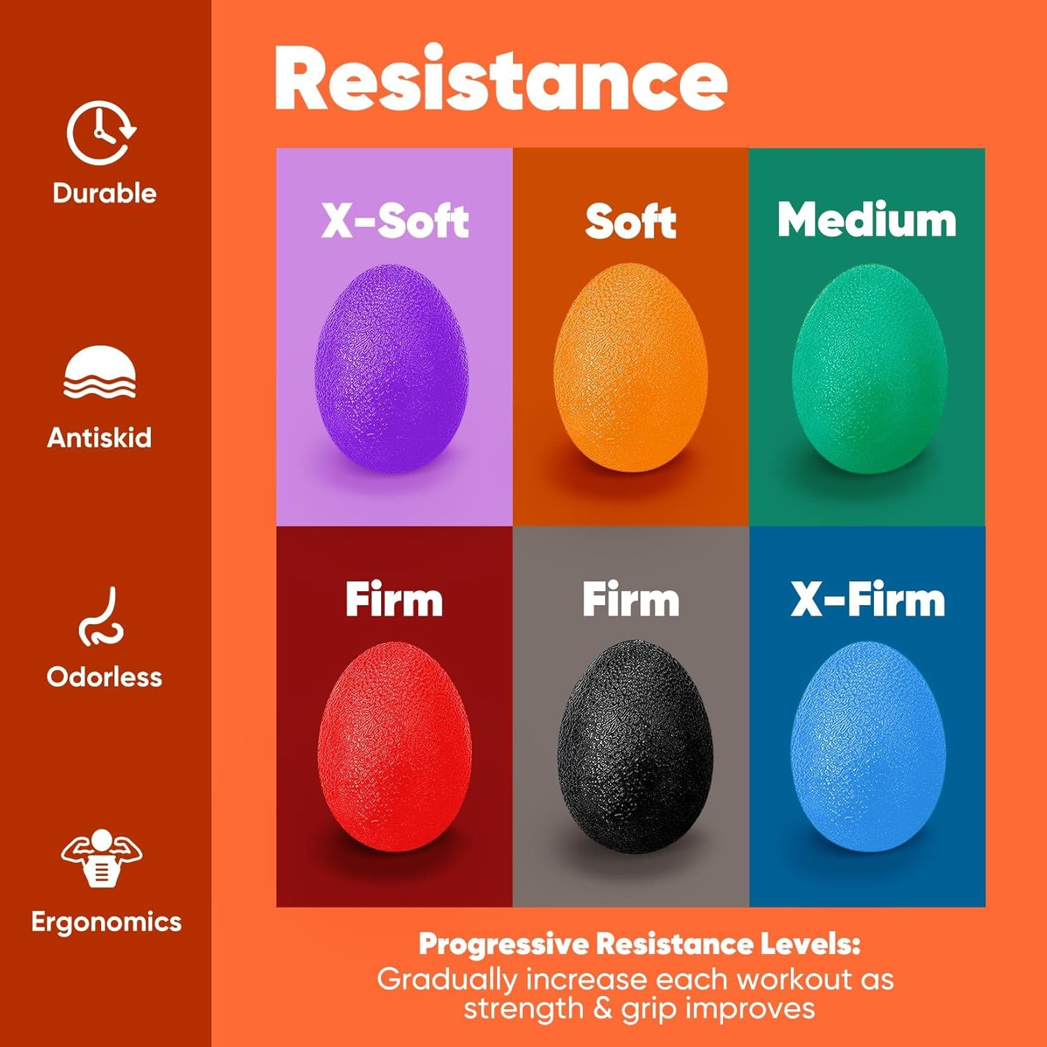 Stress Balls for Adults (6 Pack), Grip Strength Trainer, Hand Strengthening Devi