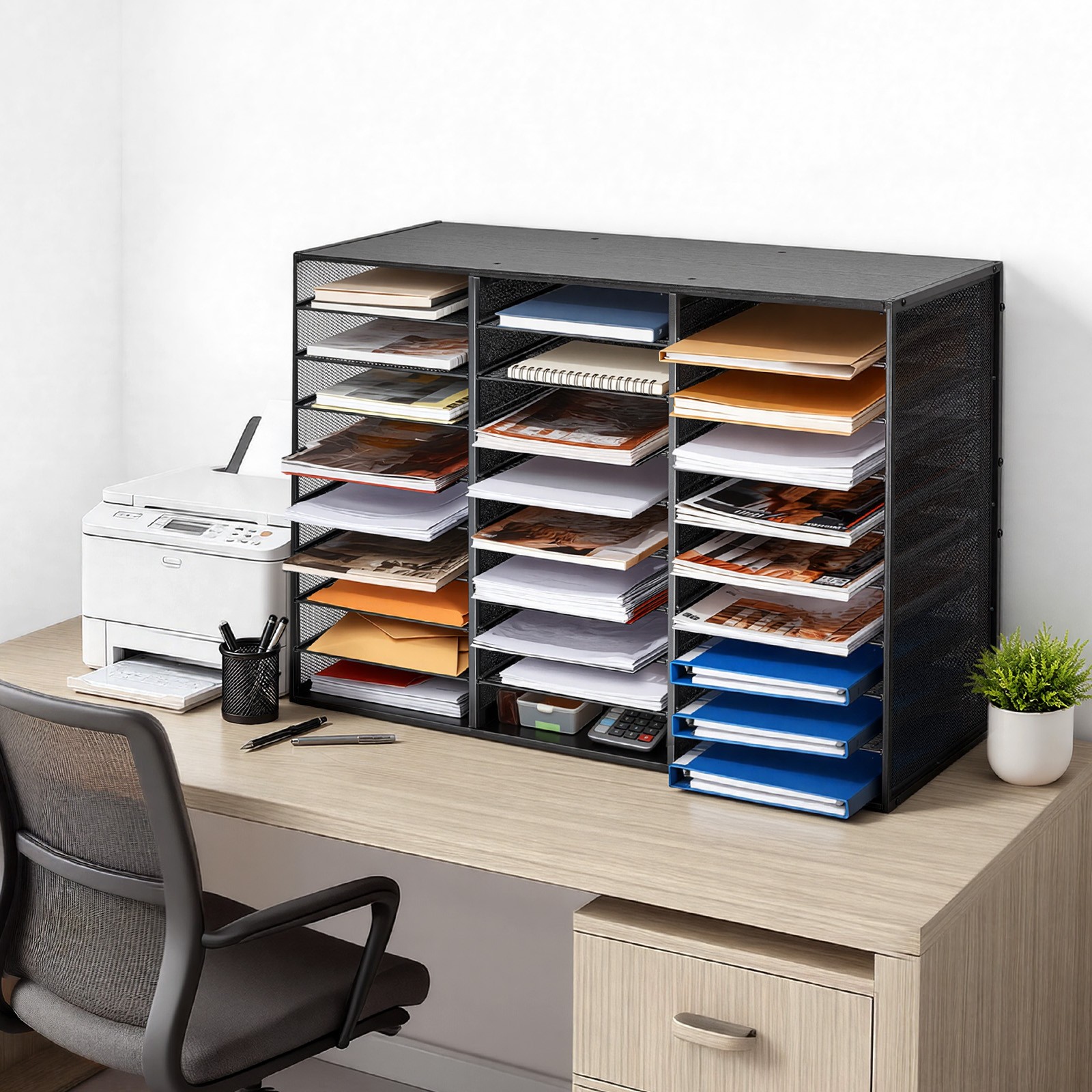 Uimoso Metal Literature Organizer with 27 Compartments and Mesh Design