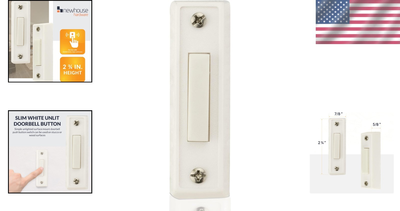 Versatile Unlighted Doorbell Switch - 2.75 Inch Durable Plastic Construction