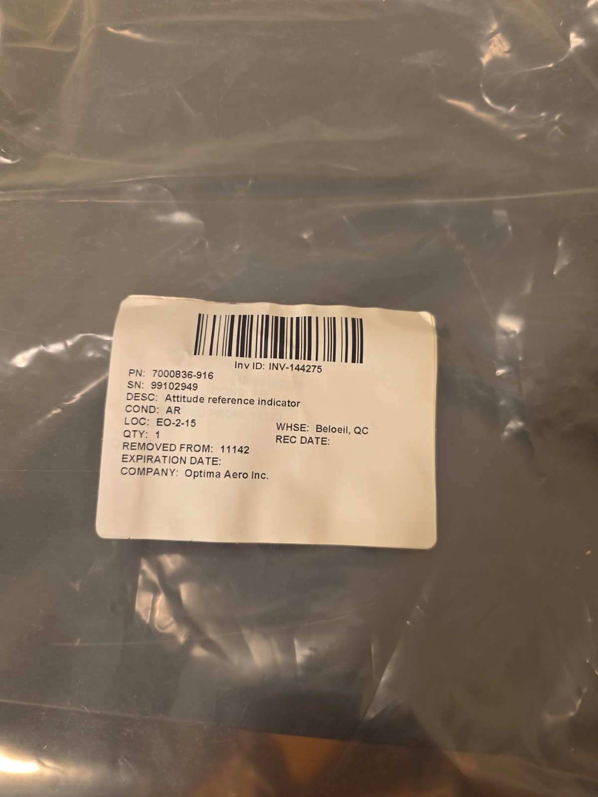 P/N 7000836-916 AUGUSTA A109E COPILOT ATTITUDE REFERENCE INDICATOR - SERVICEABLE
