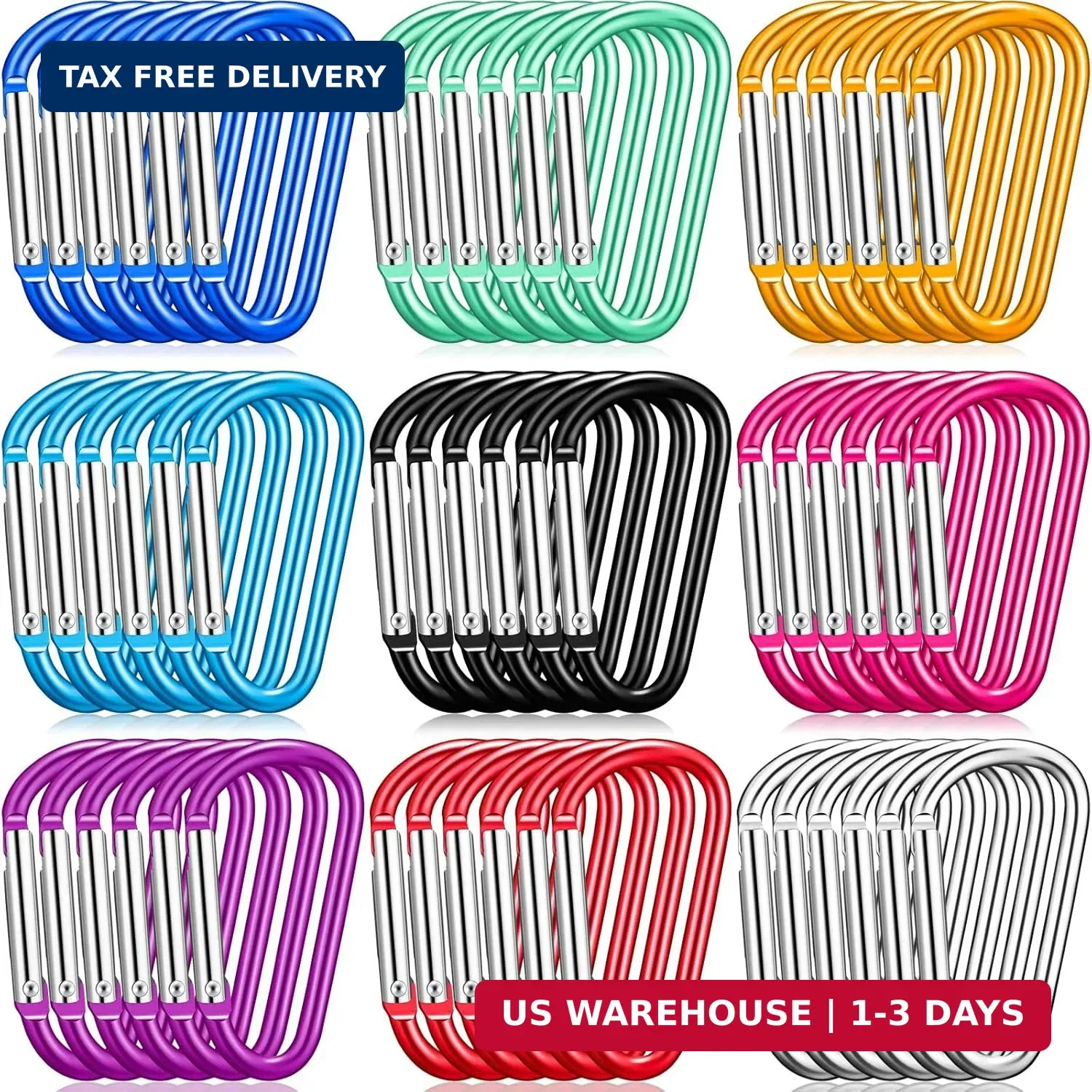 Shimeyao 180 Pcs Small Aluminum Clip Keychain Buckle Clip Bulk Mini Aluminum Rin