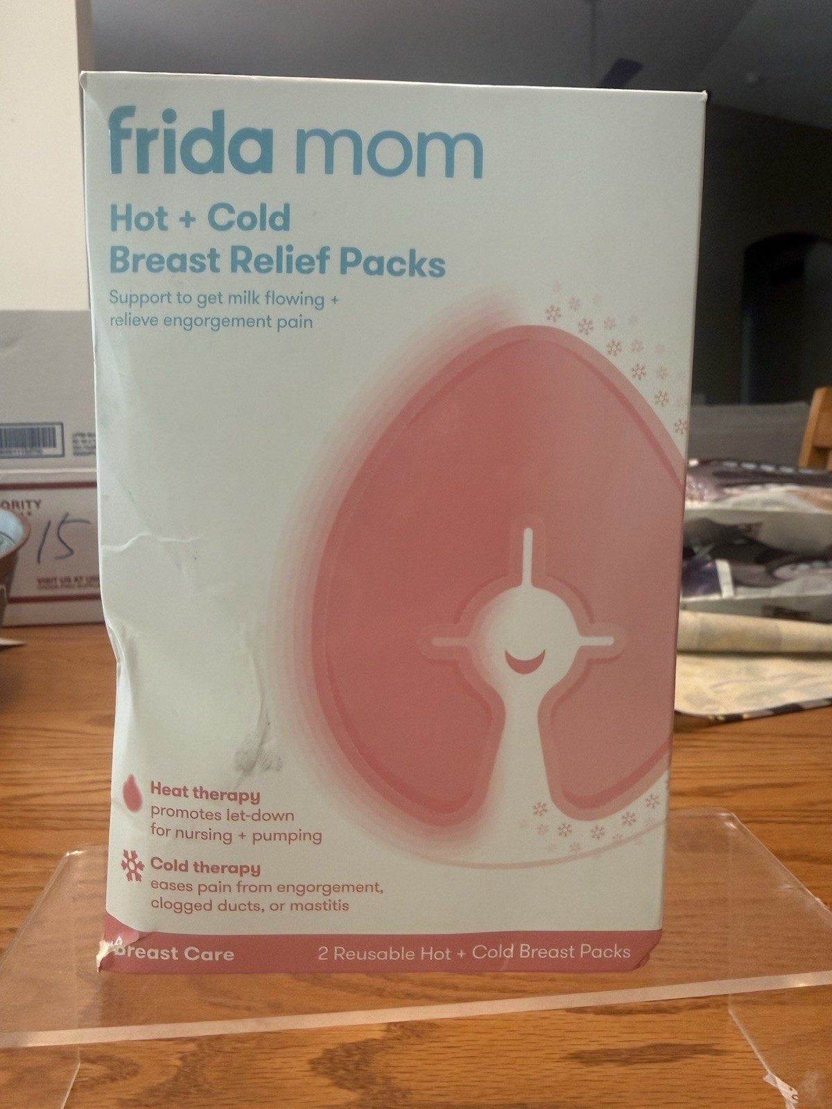 Frida Mom Hot + Cold Breast Relief Packs, 2 Reusable Hot/Cold Pain Relief Pink