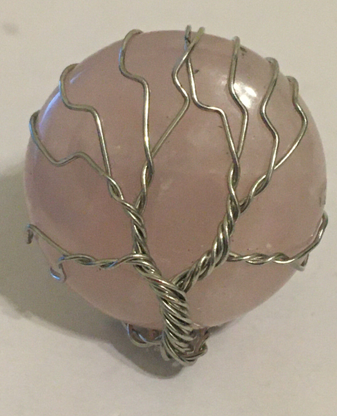rose quartz wire wrapped ring adjustable to size 6,7,8,9&10