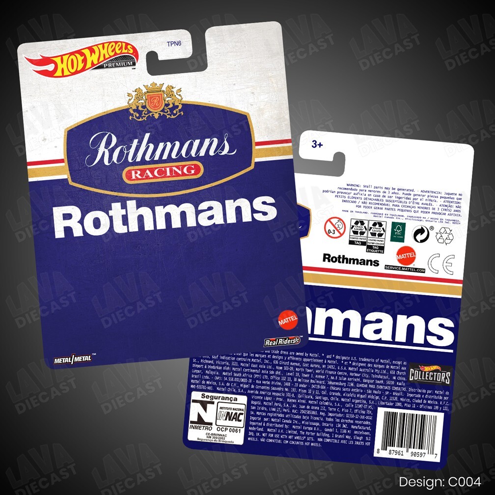 Rothmans Williams F1 Custom Hot Wheels Card Senna Diecast Vintage Motorsport Car