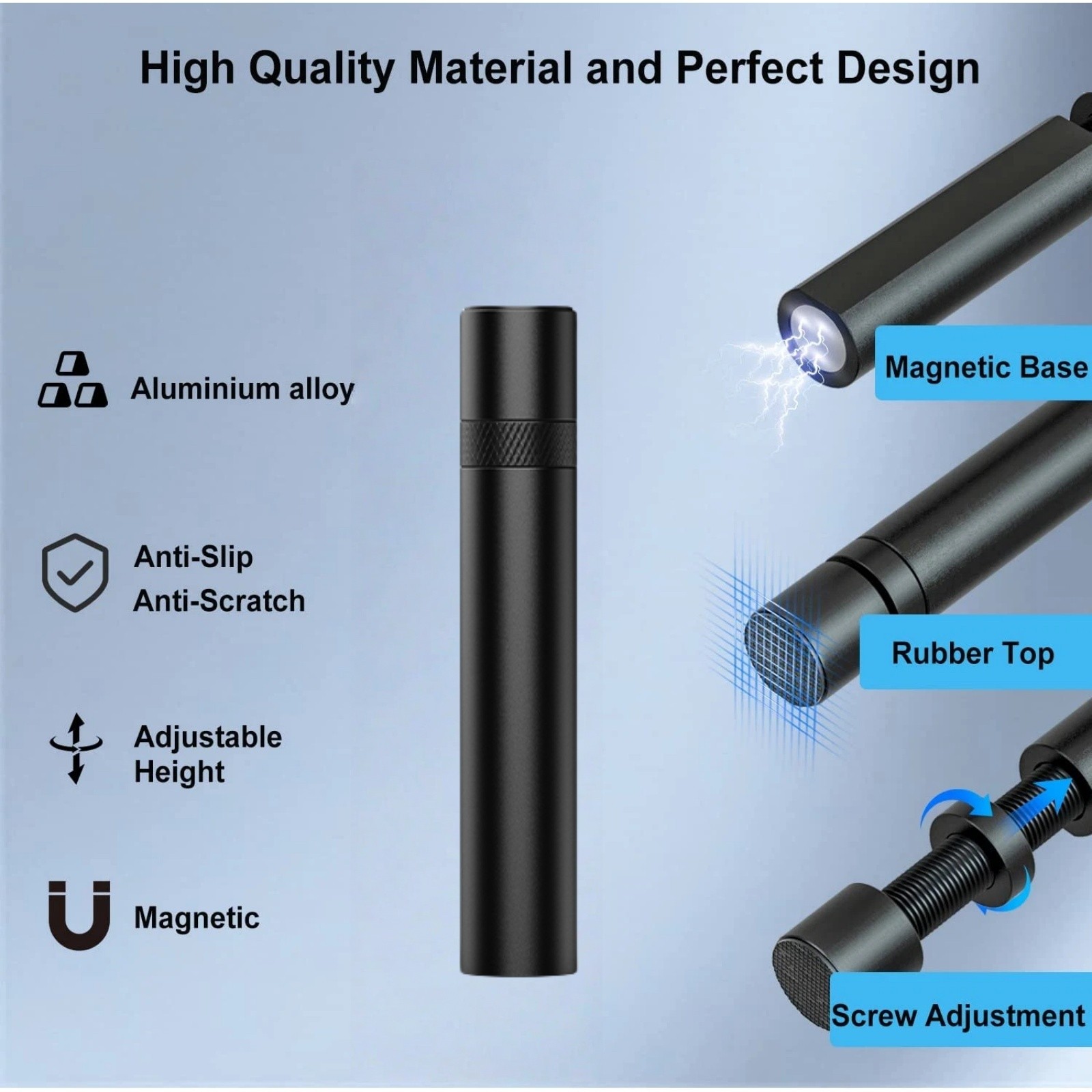 Black GPU Bracket Hard Anodized Aluminum Alloy w/Hidden Magnet for GPU Support