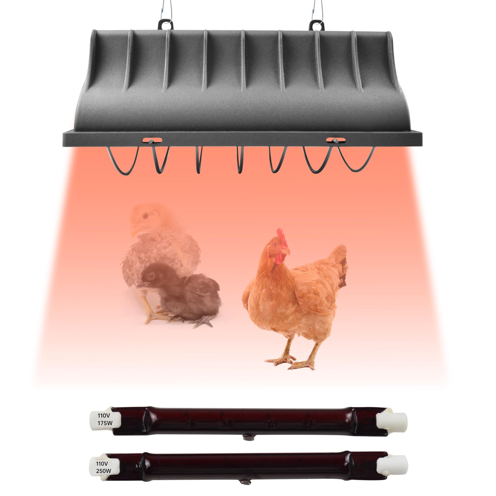 Chicken Coop Heater for Chicks,Brooder Heater with 2pcs Heat Lamp(250W and 17...