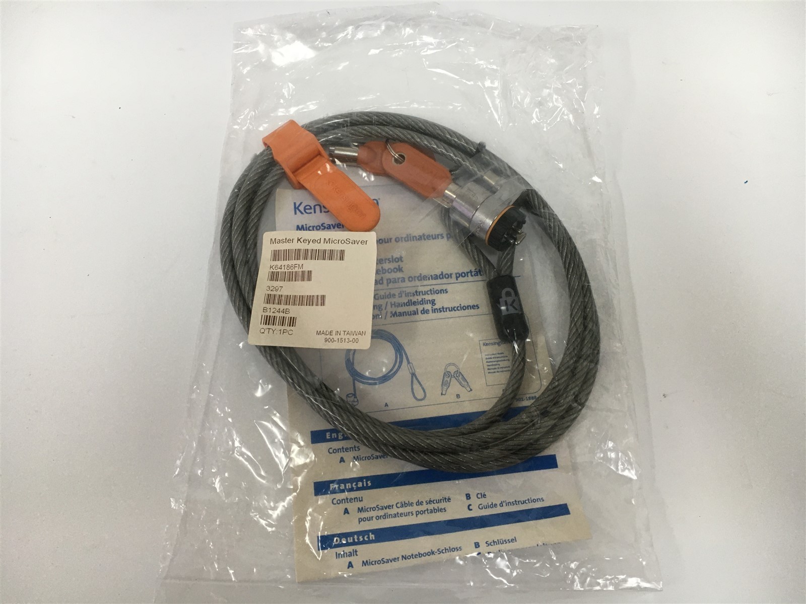 Kensington K64186FM MicroSaver Notebook Master Keyed Lock Security Cable - NEW