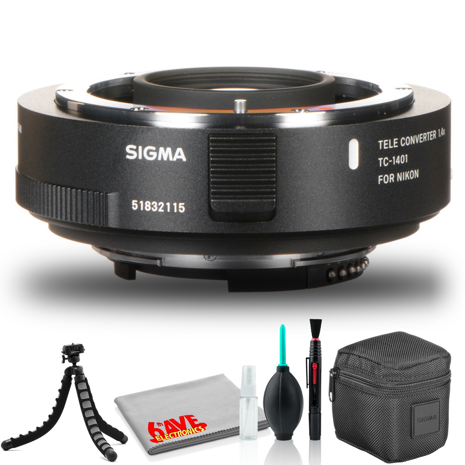 Sigma TC-1401 1.4x Teleconverter for Nikon F With Cleaning Kit and Mini Tripod