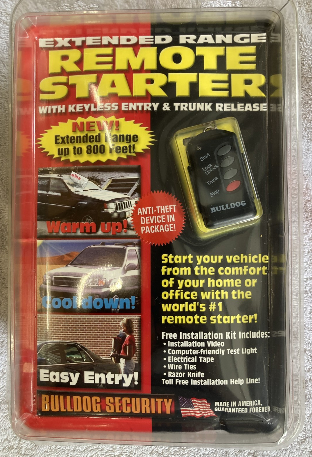 BULLDOG SECURITY EXTENDED RANGE REMOTE START RS102E Keyless entry &Trunk Release