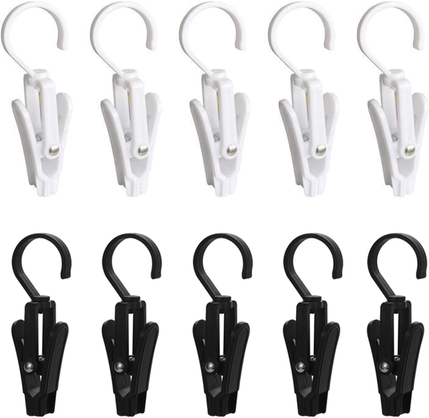 10 Pack Laundry Clips, with Rotating Hooks,Strong Plastic Towel Clips for Kitche