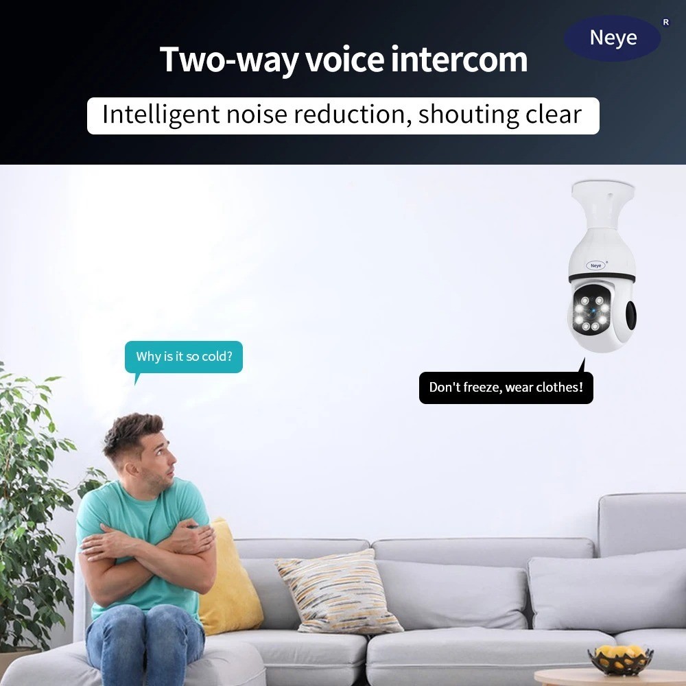 8MP 4K WiFi Light Bulb Camera 360° Panoramic E27 CCTV AI Motion Security Cam