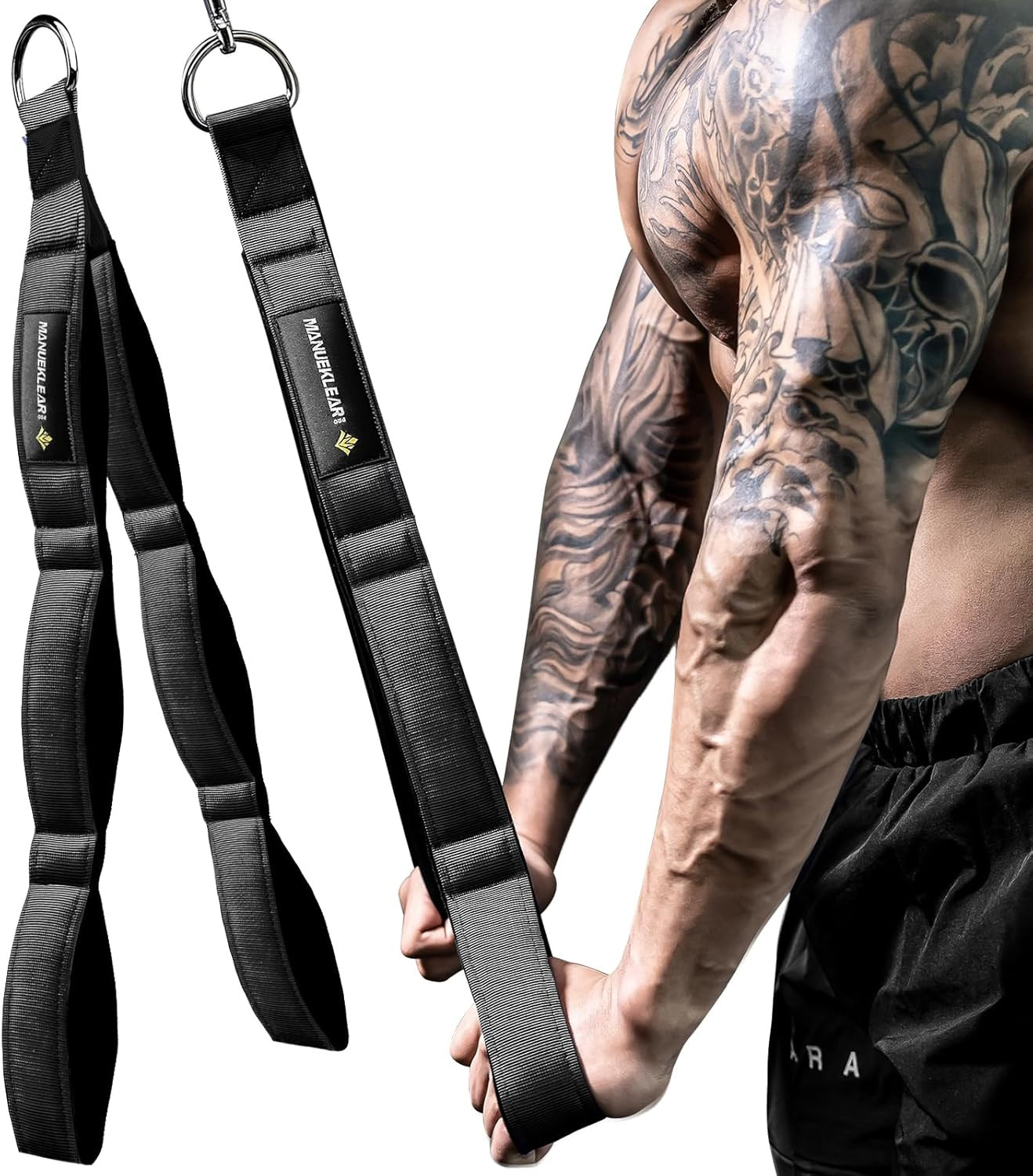 MANUEKLEAR 3 Grip Lengths in 1 Tricep Rope Cable Attachment with Ergonomic Handl