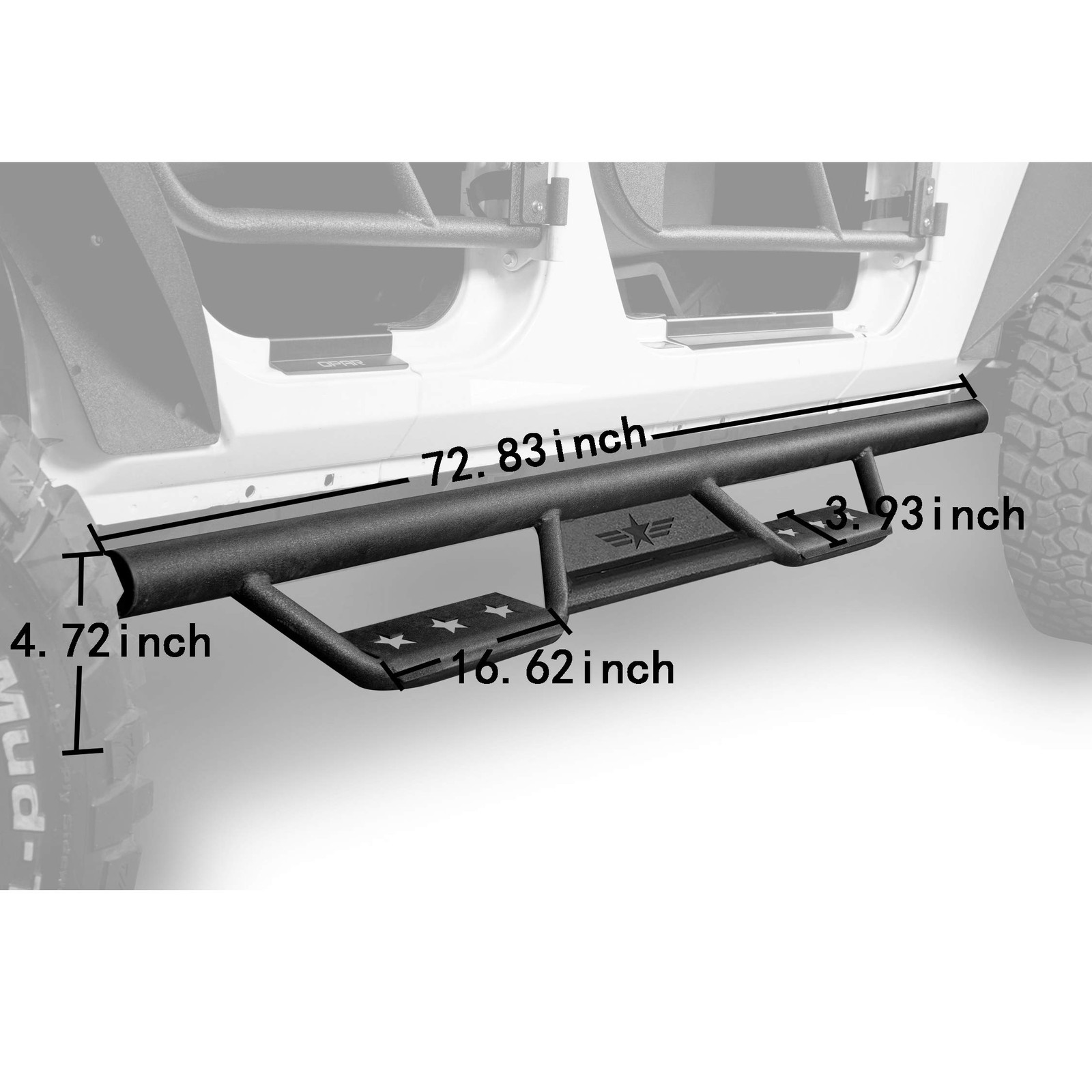 JKU Unlimited Side Steps Nerf Bar Running Board Solid Steel Compatible with Jeep