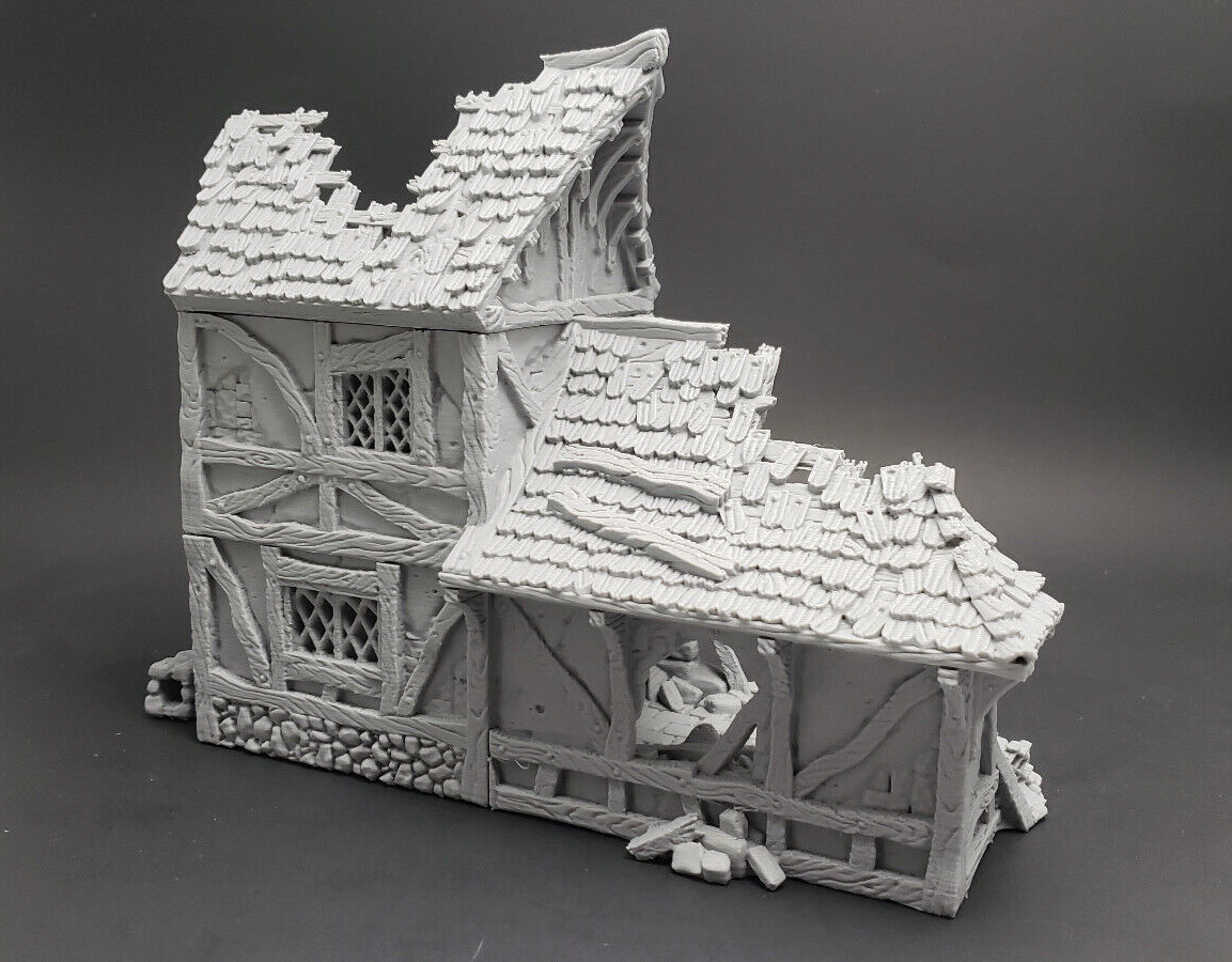 City of Tarok 28mm Scale Ruined Small House for D&D, AoS, RPG Wargame Terrain