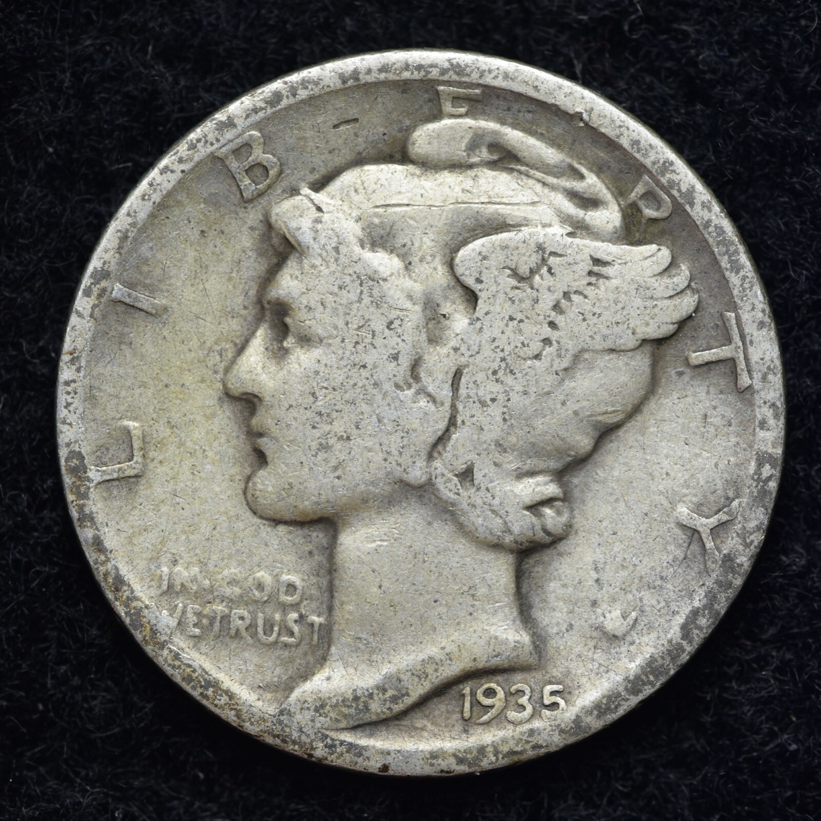 1935-D Mercury Silver Dime GOOD / VG FREE SHIPPING