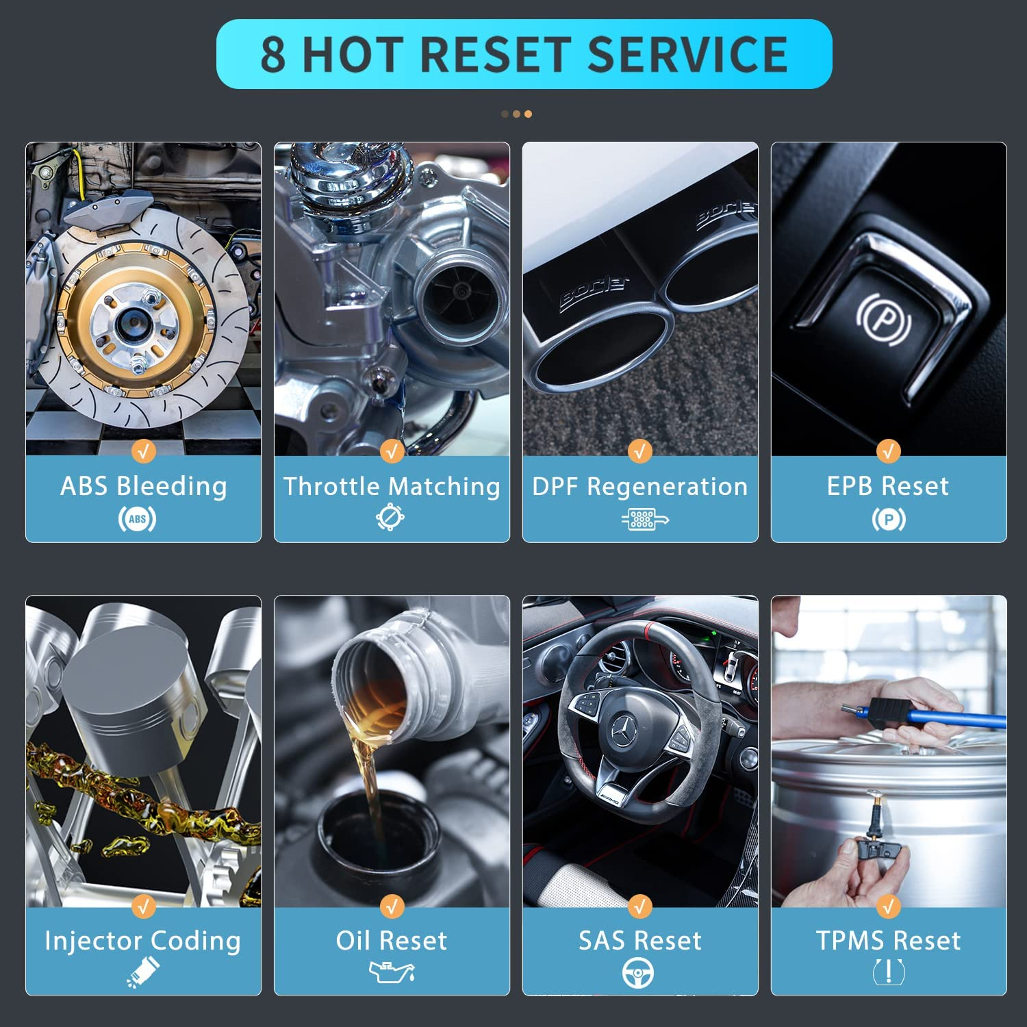 FOXWELL NT726 Car OBD2 Full System Diagnostic ABS TPMS EPB Oil DPF Reset Scanner