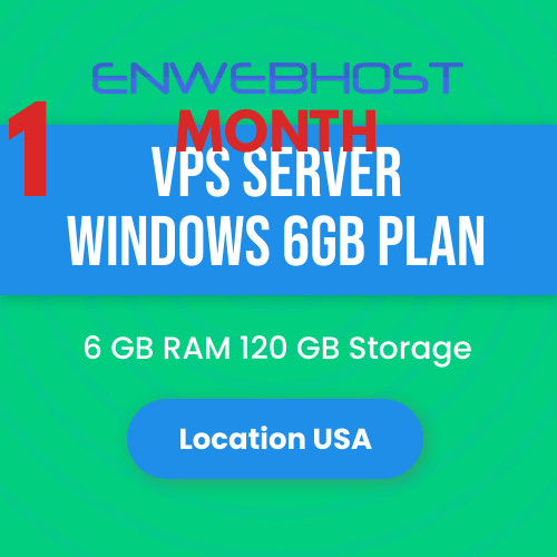 VPS Server Windows 6GB RAM Unmetered Transfer Location US - 1 Month