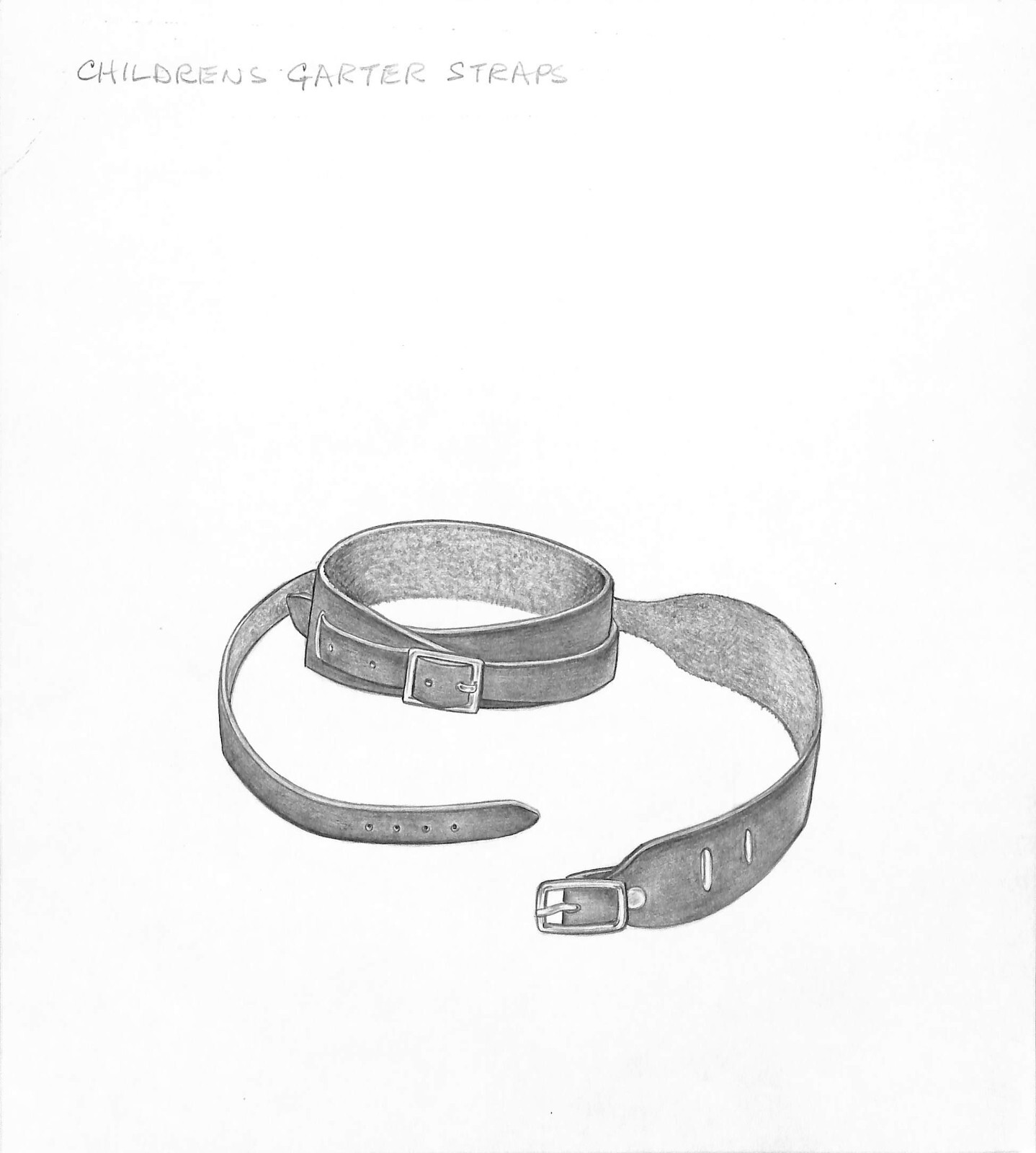 Children's Equestrian Garter Straps Graphite Drawing