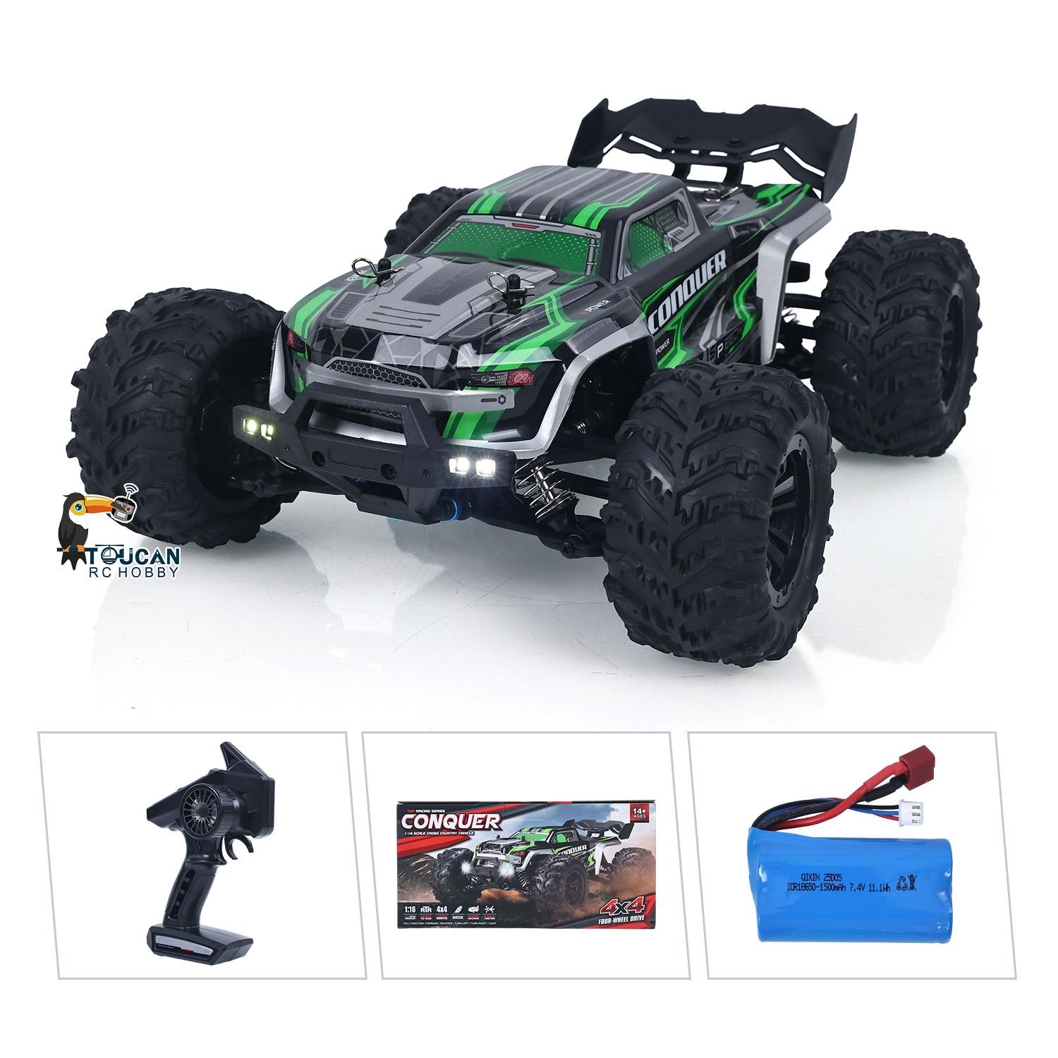 38KM/H 16102 1/16 4*4 RC Off Road Vehicle Electric Monster Truck 30A ESC Light