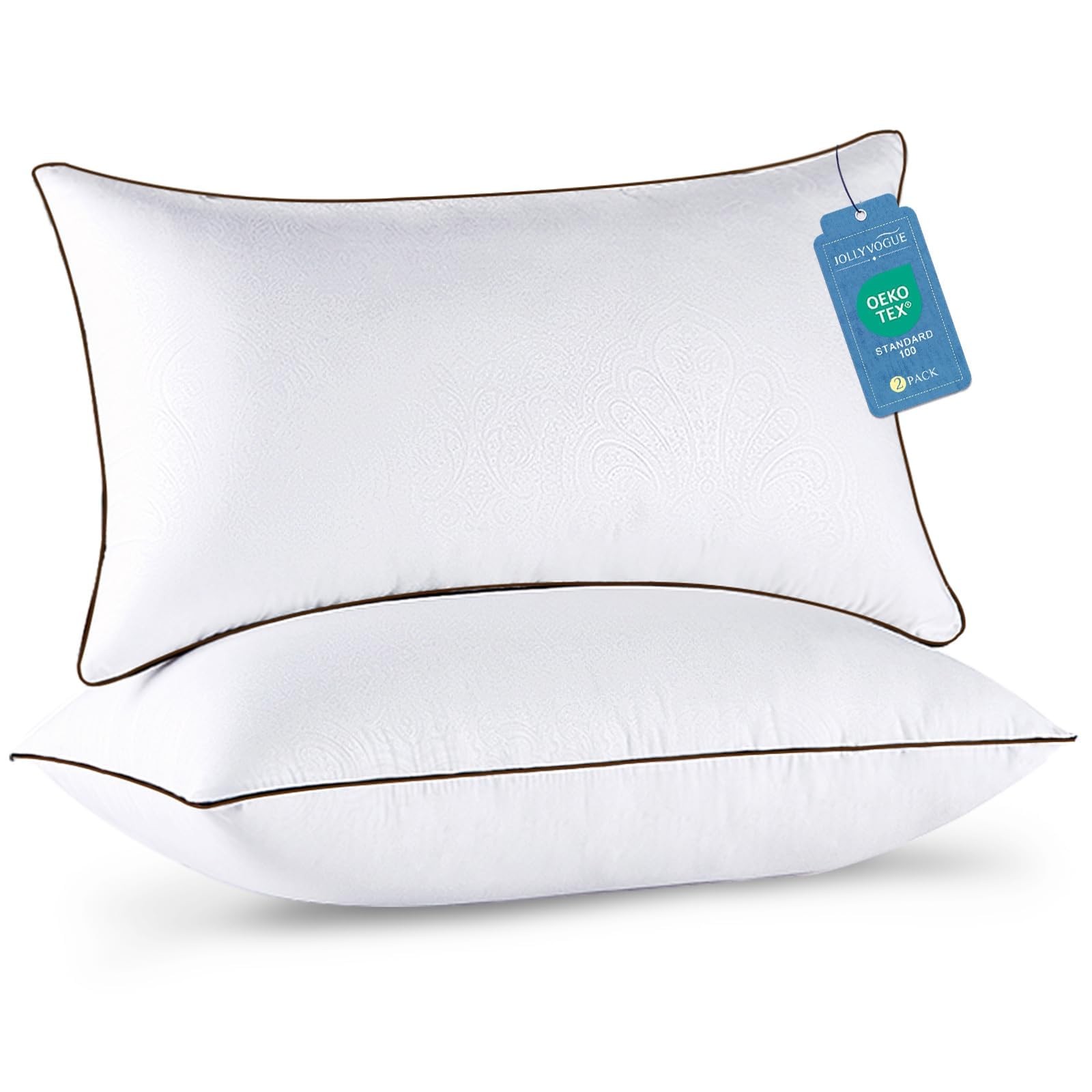 JOLLYVOGUE King Size Pillows Set of 2 for Sleeping, Soft and Supportive Bed P...
