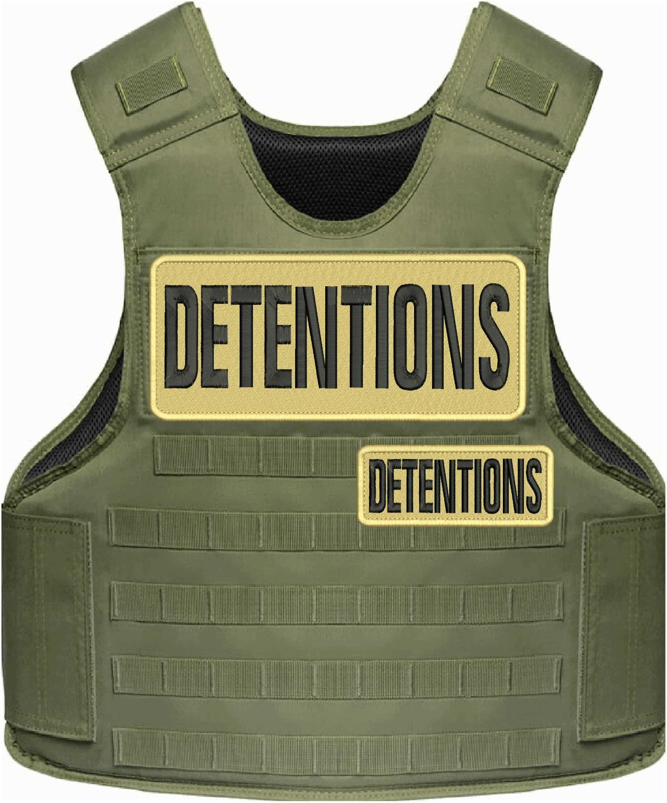 Detentions 2 Embroidery Patch 4x10 And 2x5 Hook On Back Black On Tan