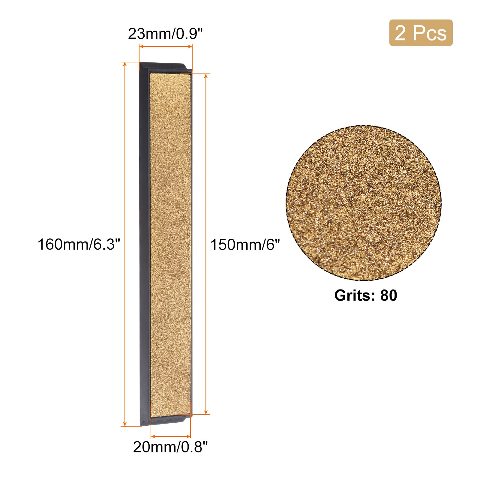 Stone Sharpening Diamond, 150mm x 20mm 80 Grain Titanium Coated 2pcs