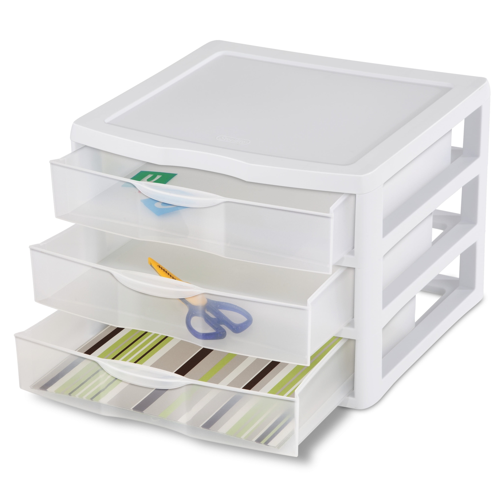 3-Drawer Wide Plastic Storage Unit, White