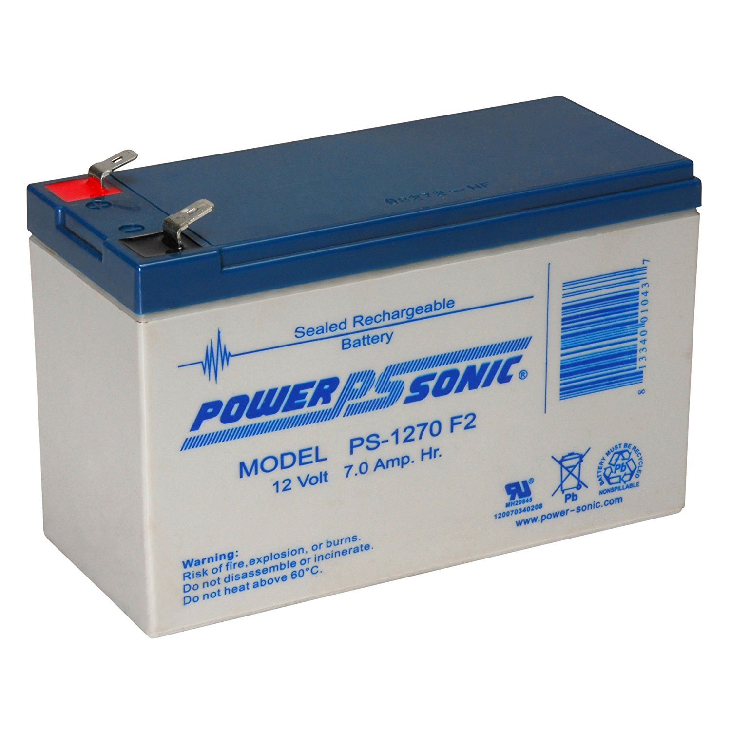 Power-Sonic PS-1270F2-PS-1270 12 Volt 7 AH SLA Battery .250 F2 TERMINAL