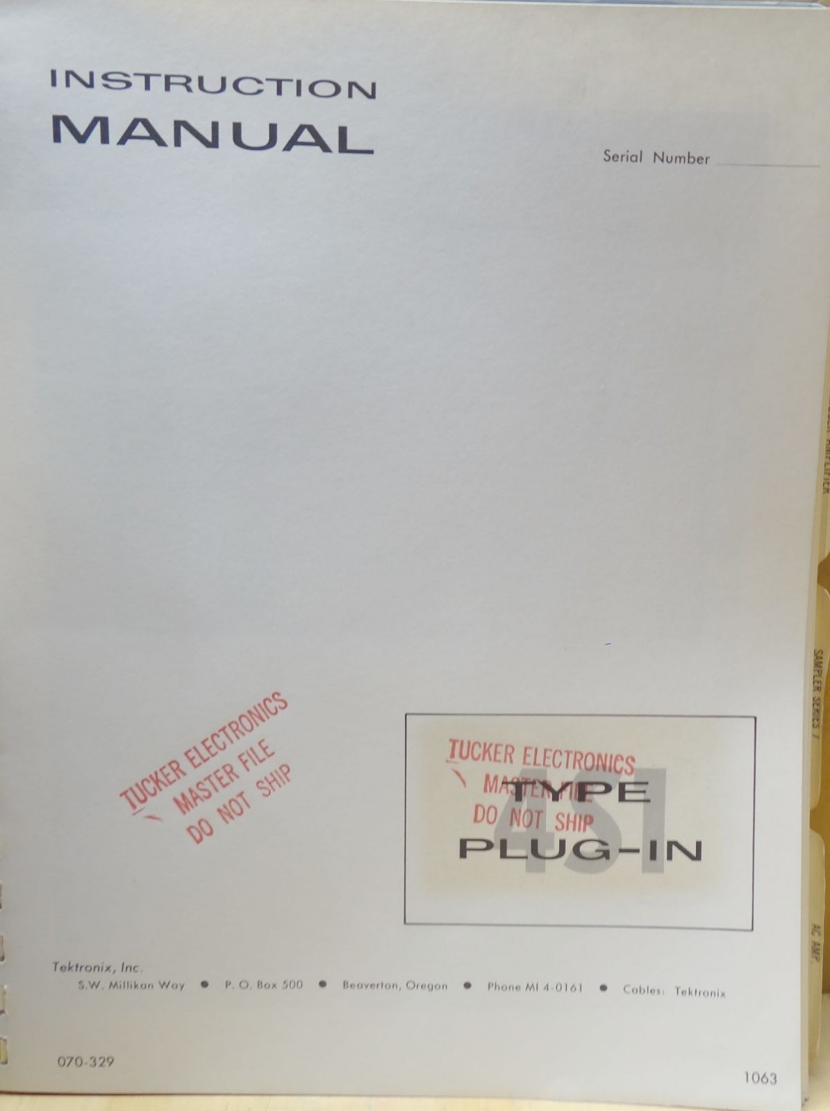 TEKTRONIX TYPE 4S1 TYPE PLUG-IN INSTRUCTION MANUAL #2