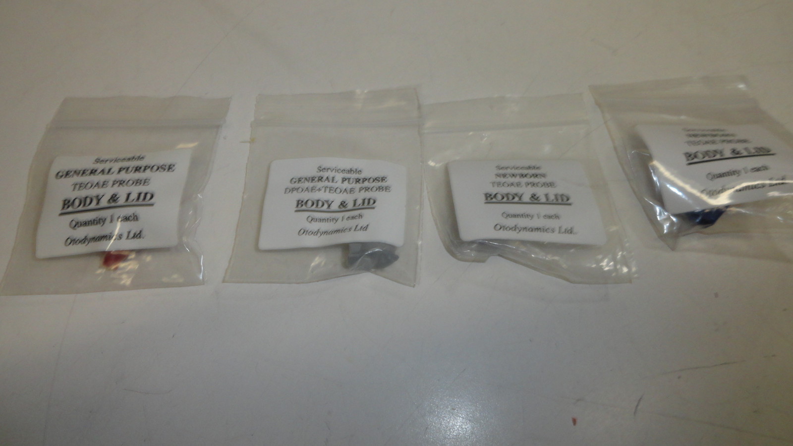 ZZ2: Lot of 4 Otodynamics TEOAE Probe Body and Lid tips