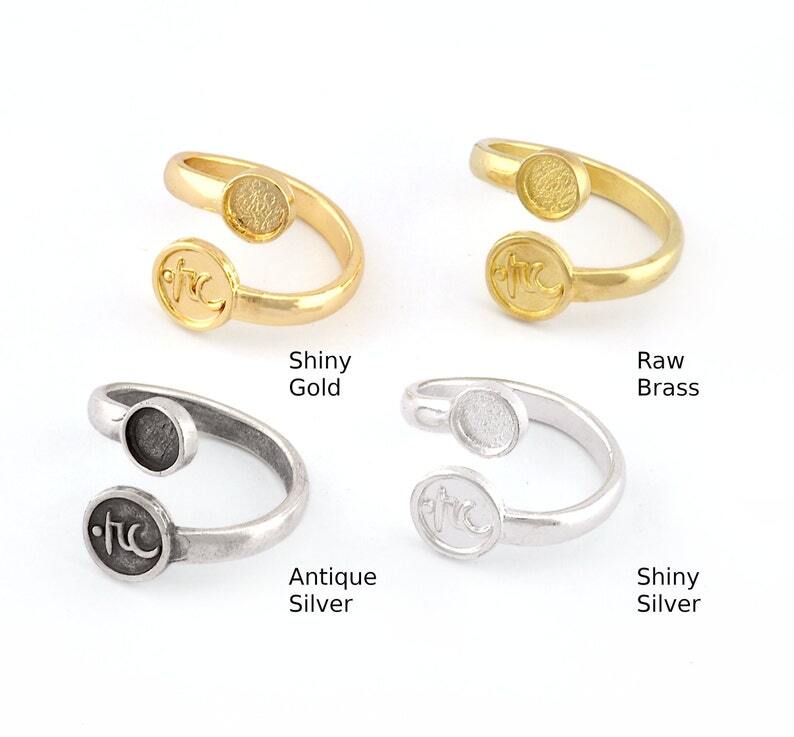 Chakra Vishuddh Ring, Blank Bezel Settings Shiny Gold-Silver,Antique Silver 5487