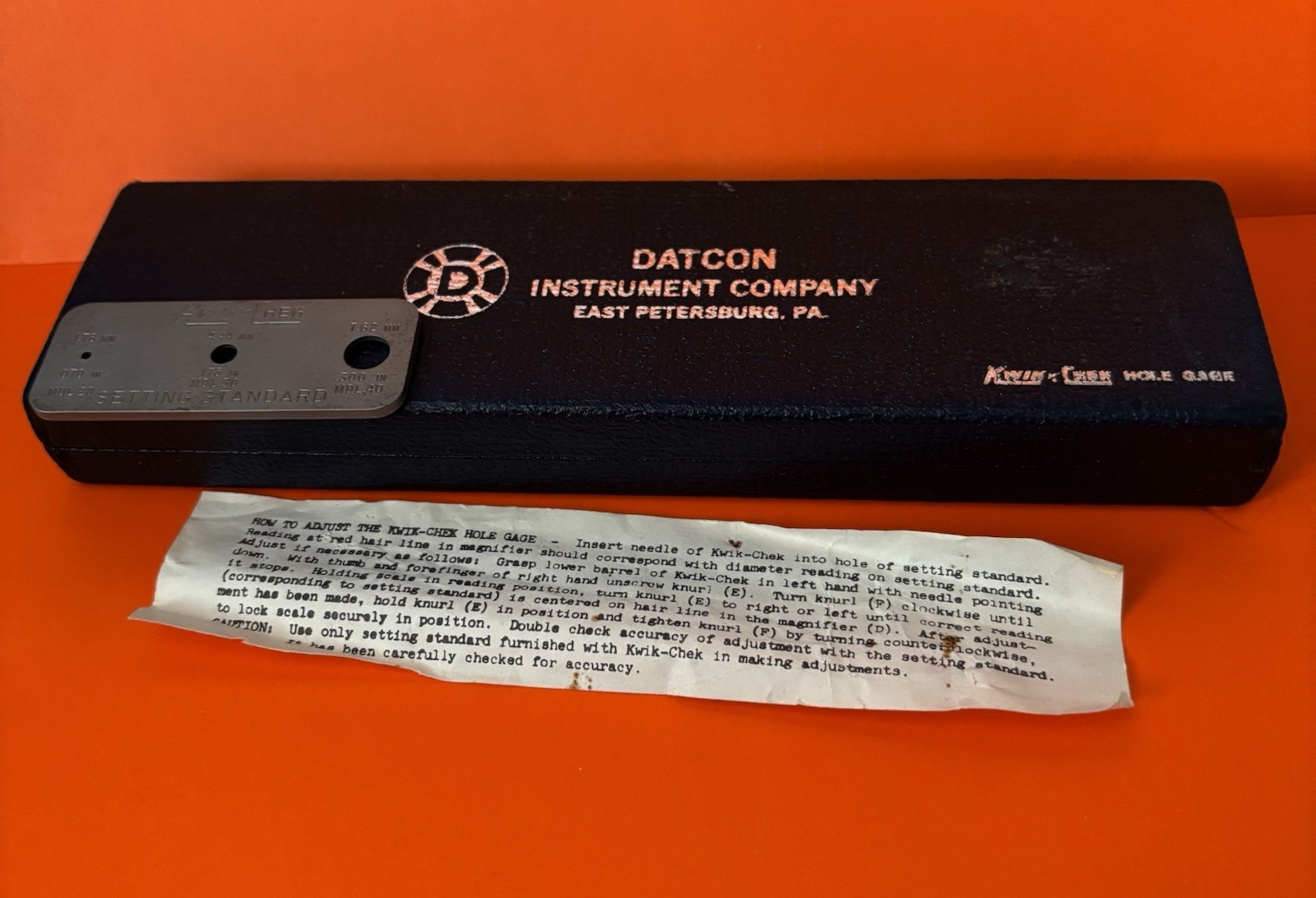 Datcon Instrument USA Kwik Check Hole Diameter Gauge Hard Case